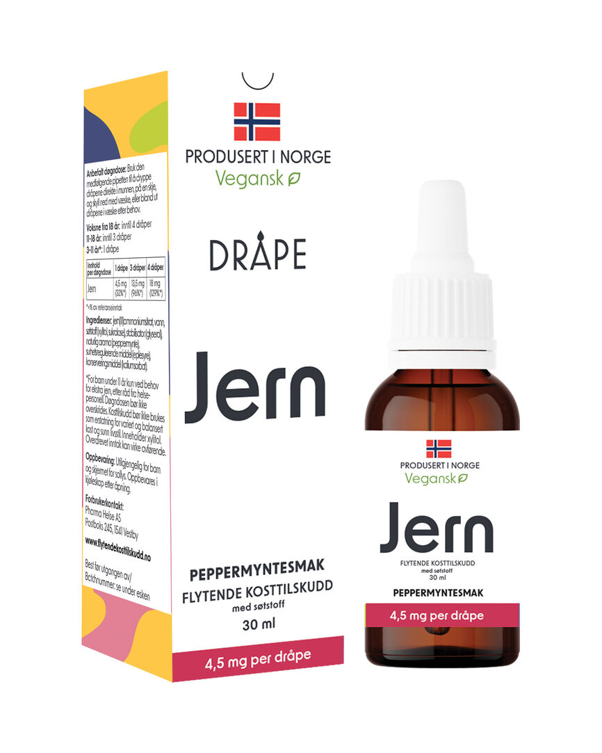 Dråpe vegansk jern med smak av peppermynte 30 ml