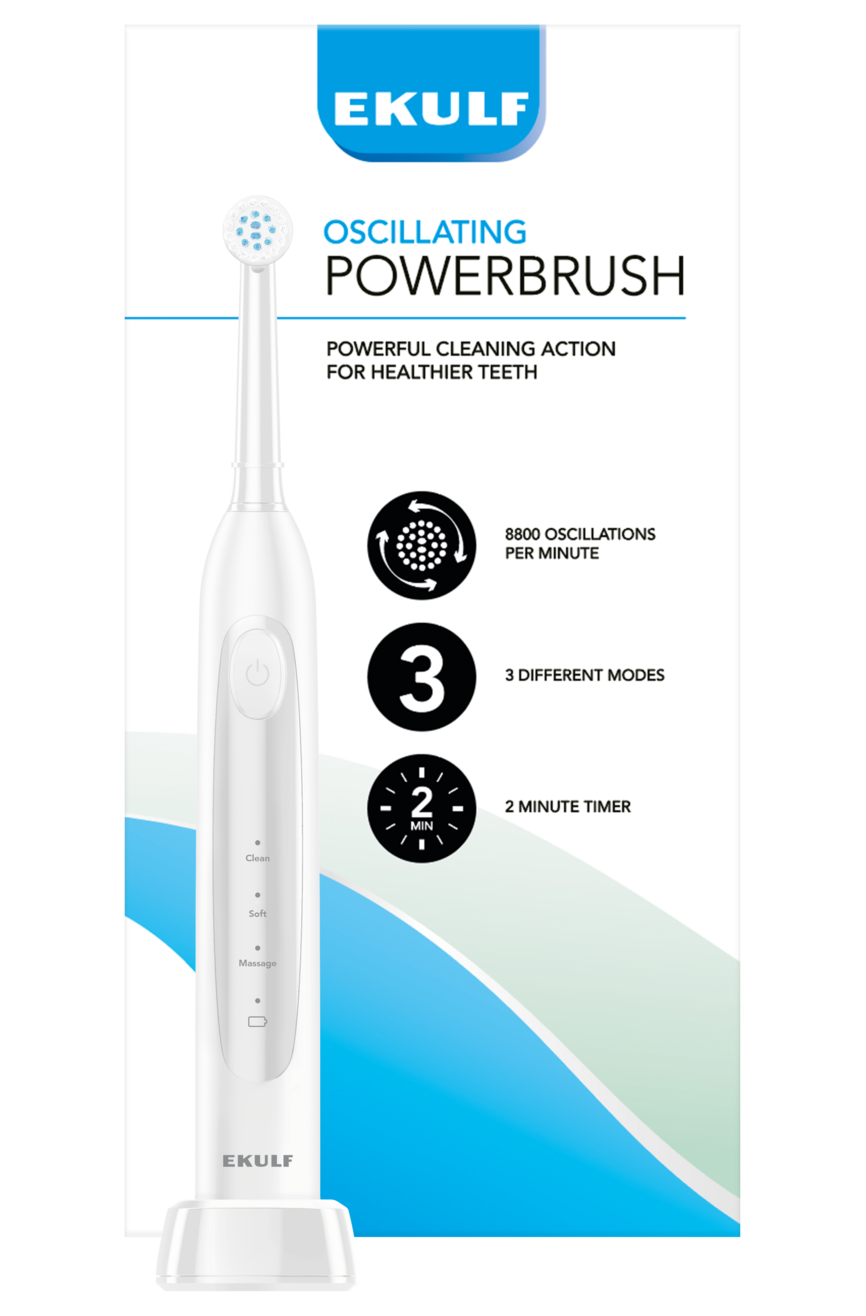 Ekulf PowerBrush White elektrisk tannbørste 1 stk