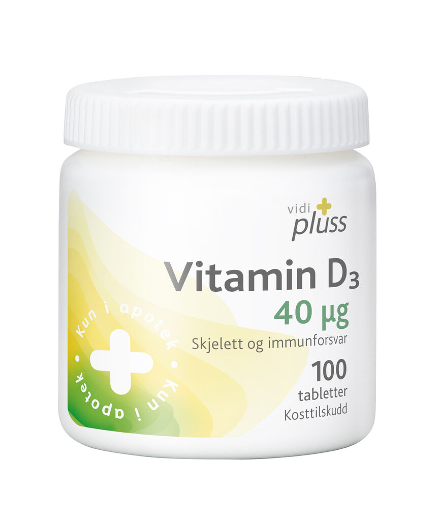 Vidi pluss vitamin D 40mcg 100 tabletter