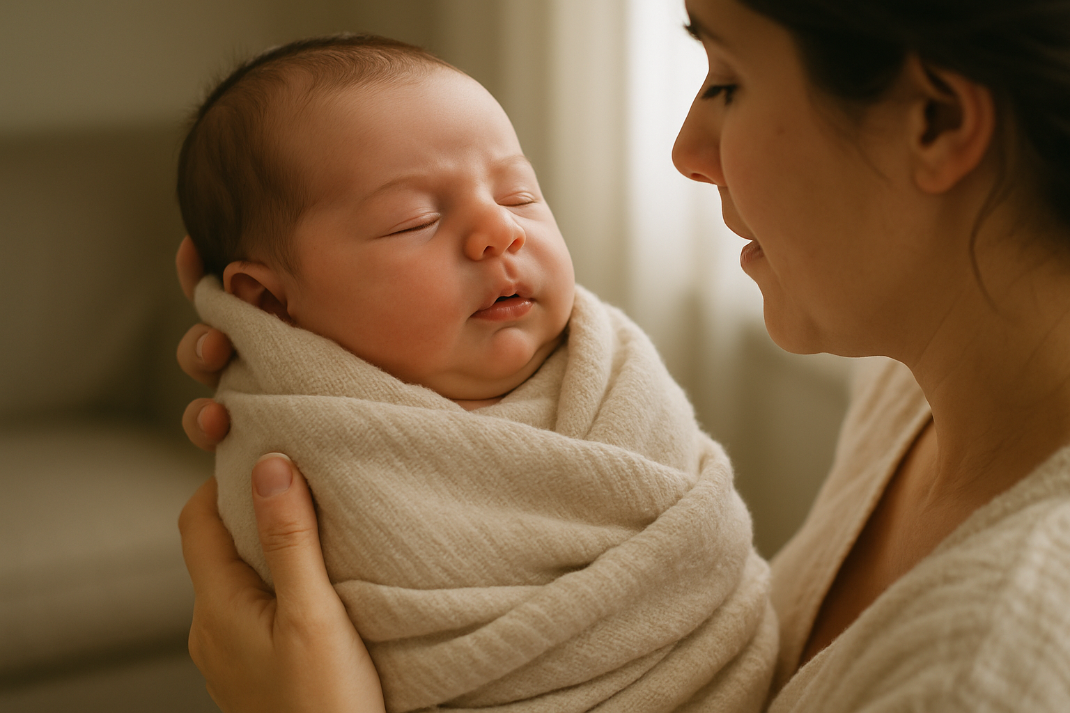 Bilde av en baby i et teppe