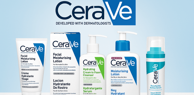 Bilde av CeraVe produktserie. CeraVe kan man få på nettapoteket vårt. CeraVe passer til alle og gir god hudpleie