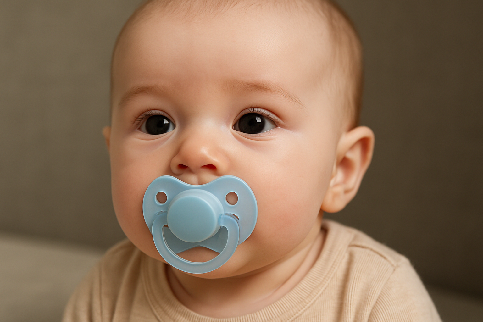 bilde av en baby med smokk