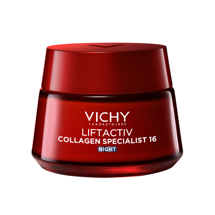Vichy Liftactiv Collagen Specialist Nattkrem – Kjøp Anti-Age Nattkrem mot Rynker | Gir Fasthet & Glød | Med Vitamin C, Resveratrol & Peptider | For Sensitiv Hud
