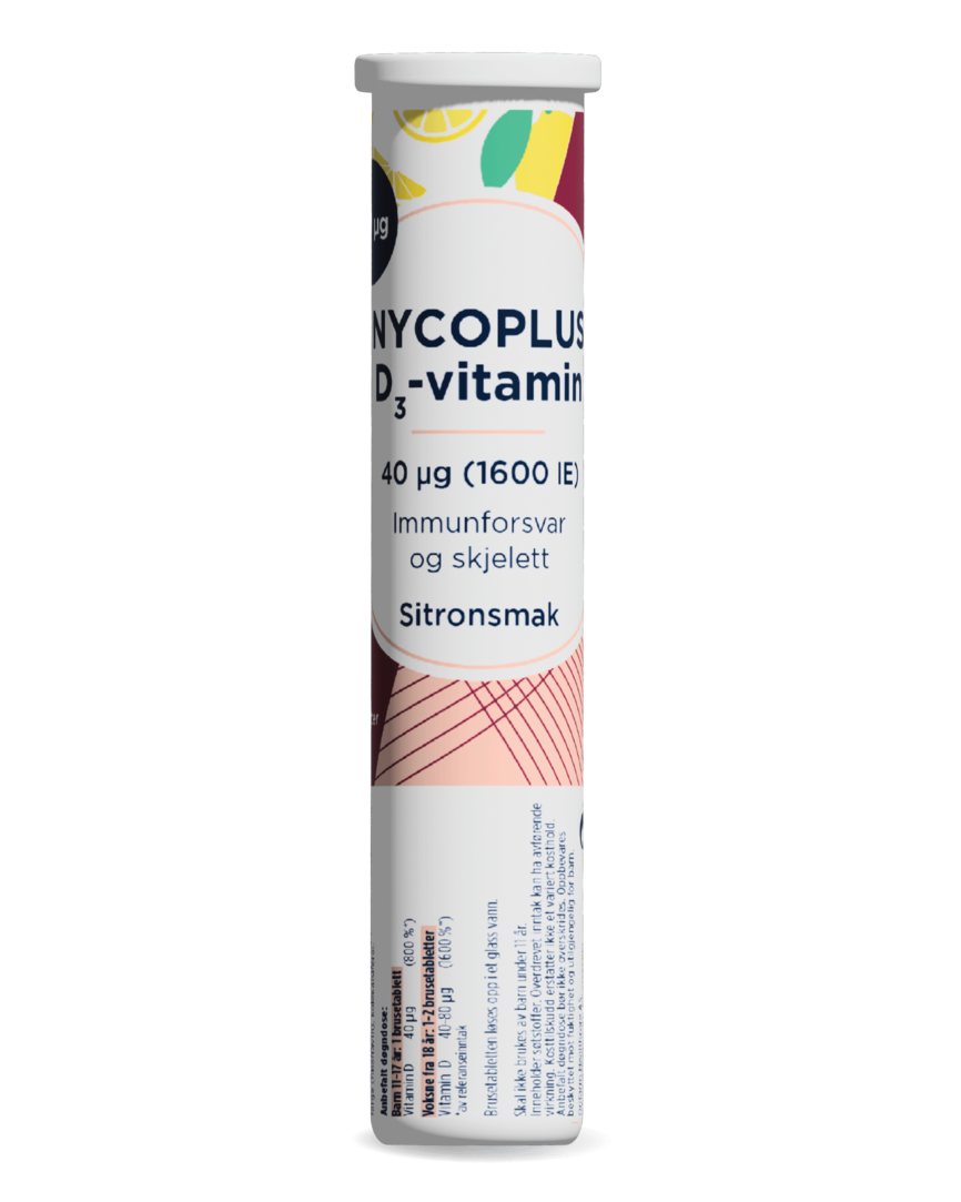 Nycoplus D3-vitamin 40 mg brusetabletter sitronsmak 20 stk