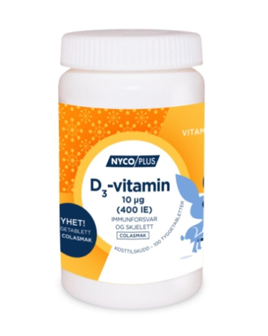 Nycoplus D3-vitamin tyggetablett 10 mcg Cola 100 stk
