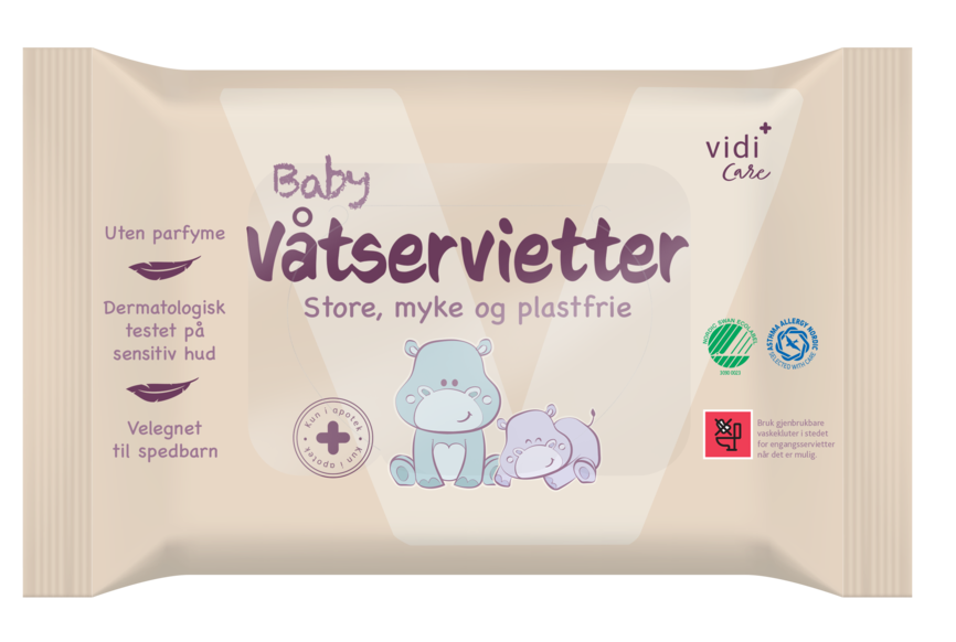 Vidi Care baby våtservietter plastfrie 60 stk