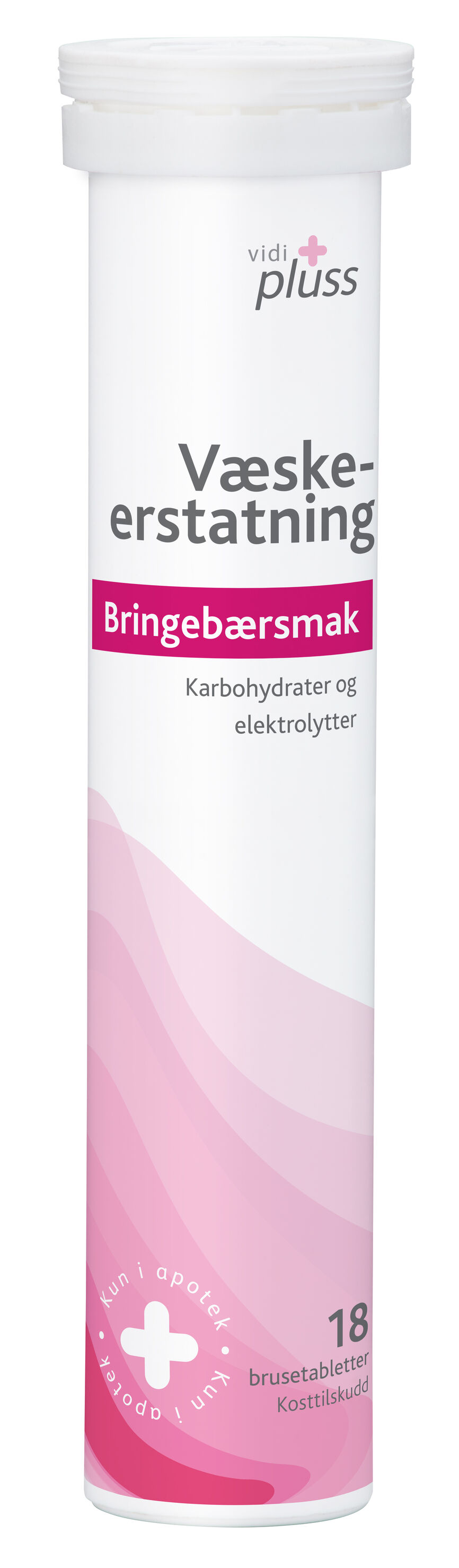 Vidi pluss væskeerstatning brusetablett bringebærsmak 18 stk