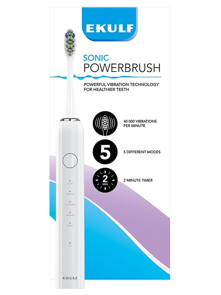 Ekulf Sonic PowerBrush White elektrisk tannbørste 1 stk