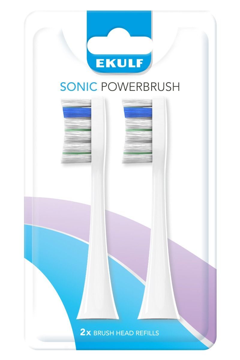 Ekulf Sonic PowerBrush White børstehoderefill 2 stk