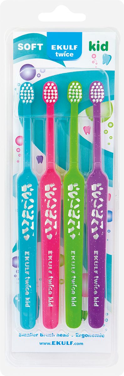 Ekulf Twice Kid tannbørste 3-6 år 4 stk