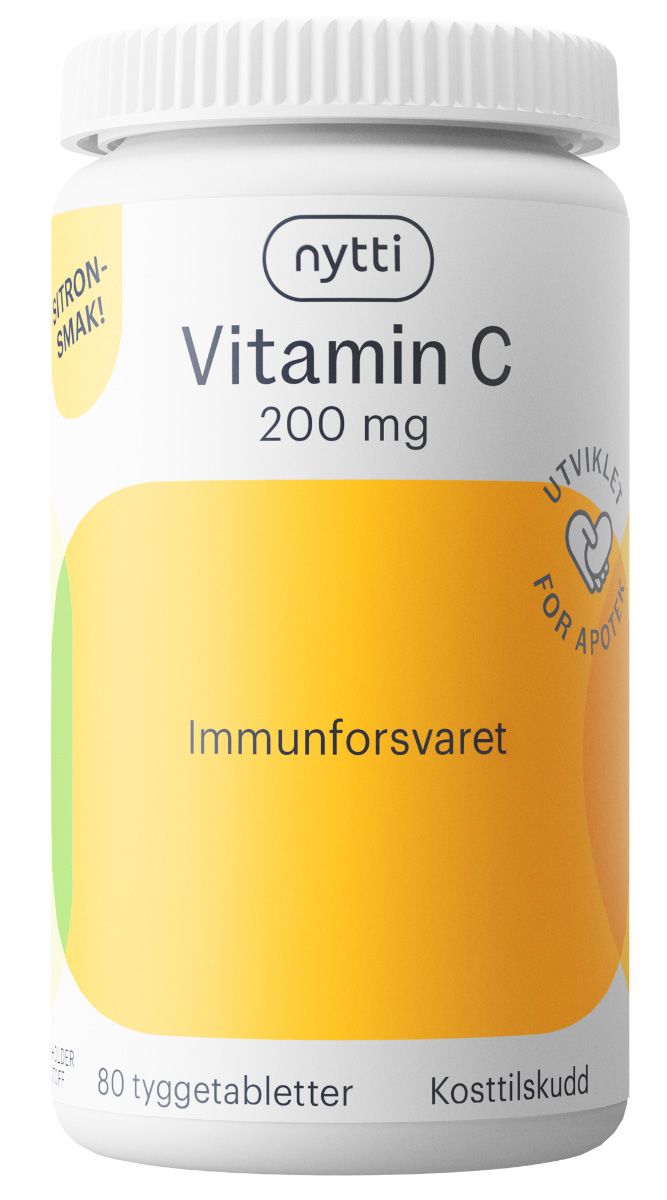 Nytti Vitamin C Tyggetablett 200mg, 80 stk