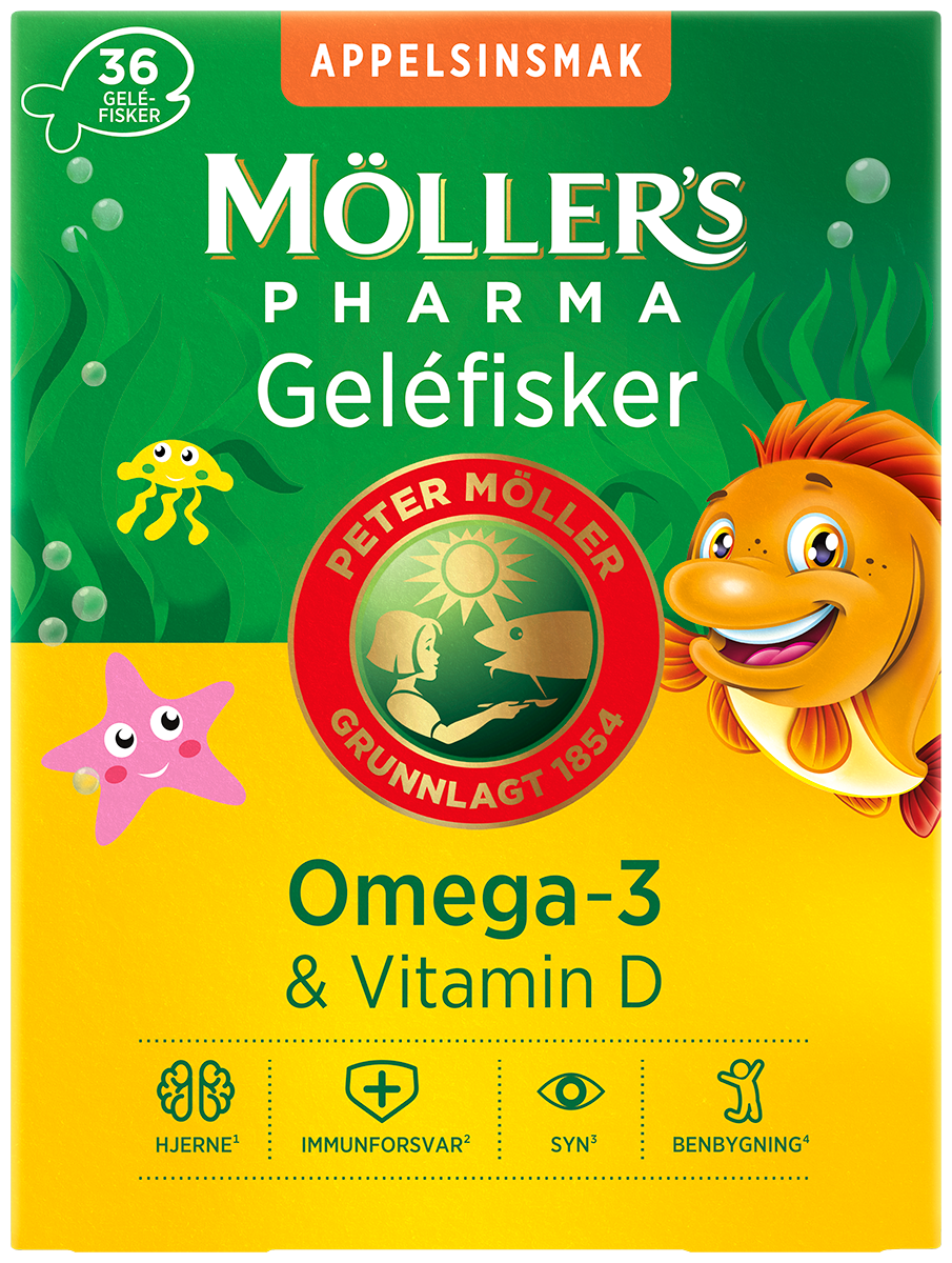 Möller’s Pharma Omega-3 og vitamin D geléfisker 36 stk
