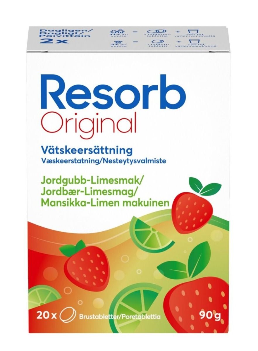 Resorb Original Jordbær-Lime brusetabletter 20 stk