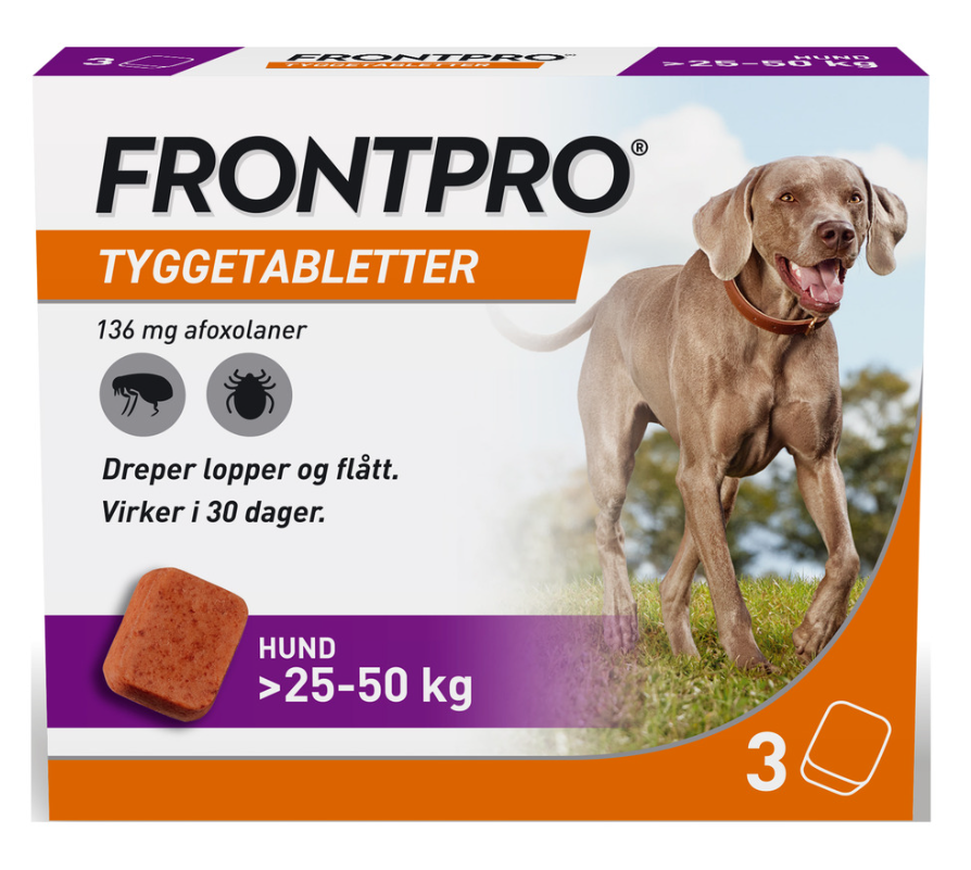 Frontpro vet tyggetablett 136 mg til hund 3 stk (blister)