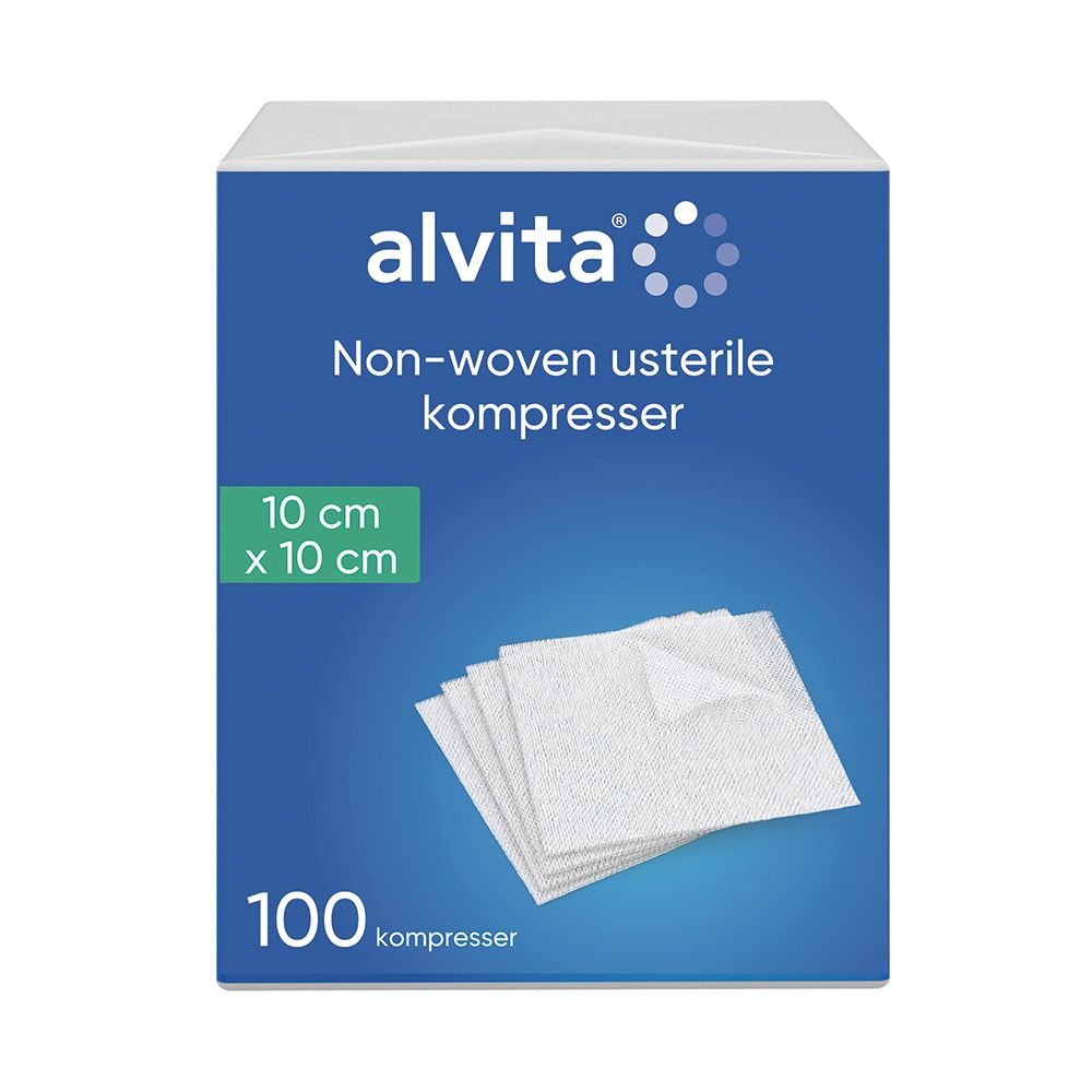 Alvita Non-woven usterile engangskluter 10x10 cm 4-lags 100 stk