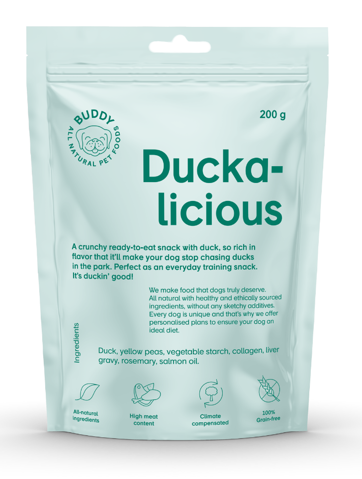 Buddy Pet Foods hundesnacks med and og rosmarin 200 g