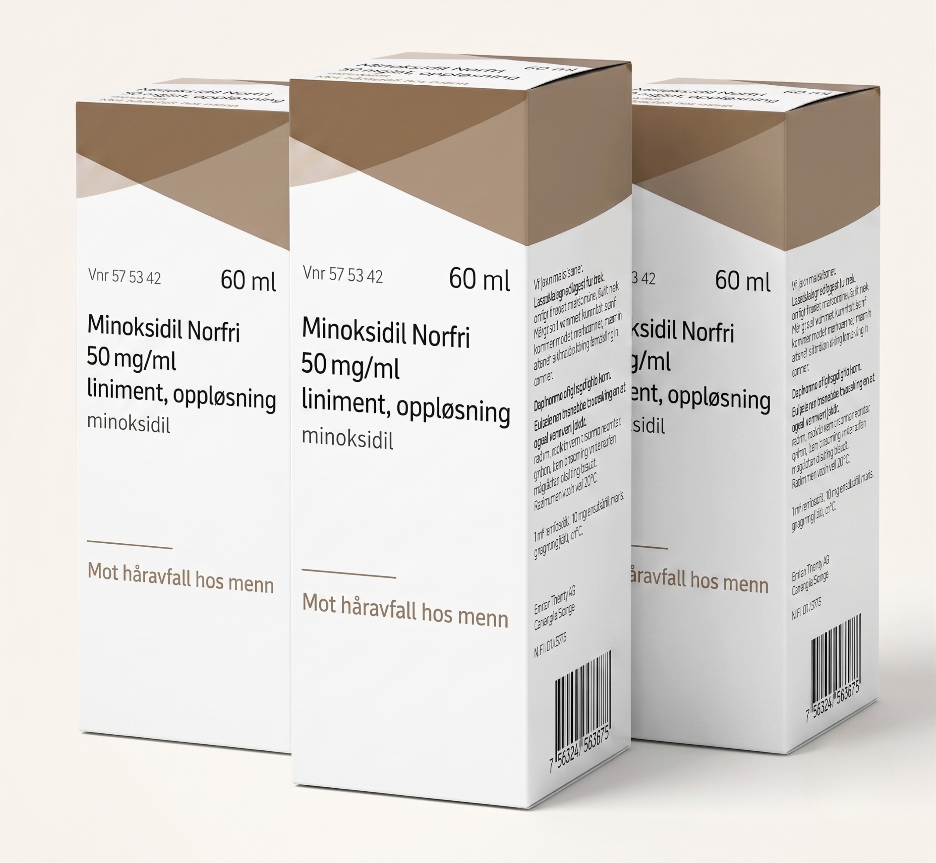 Minoksidil Norfri 50 mg/ml Liniment 60 ml 3 pakning
