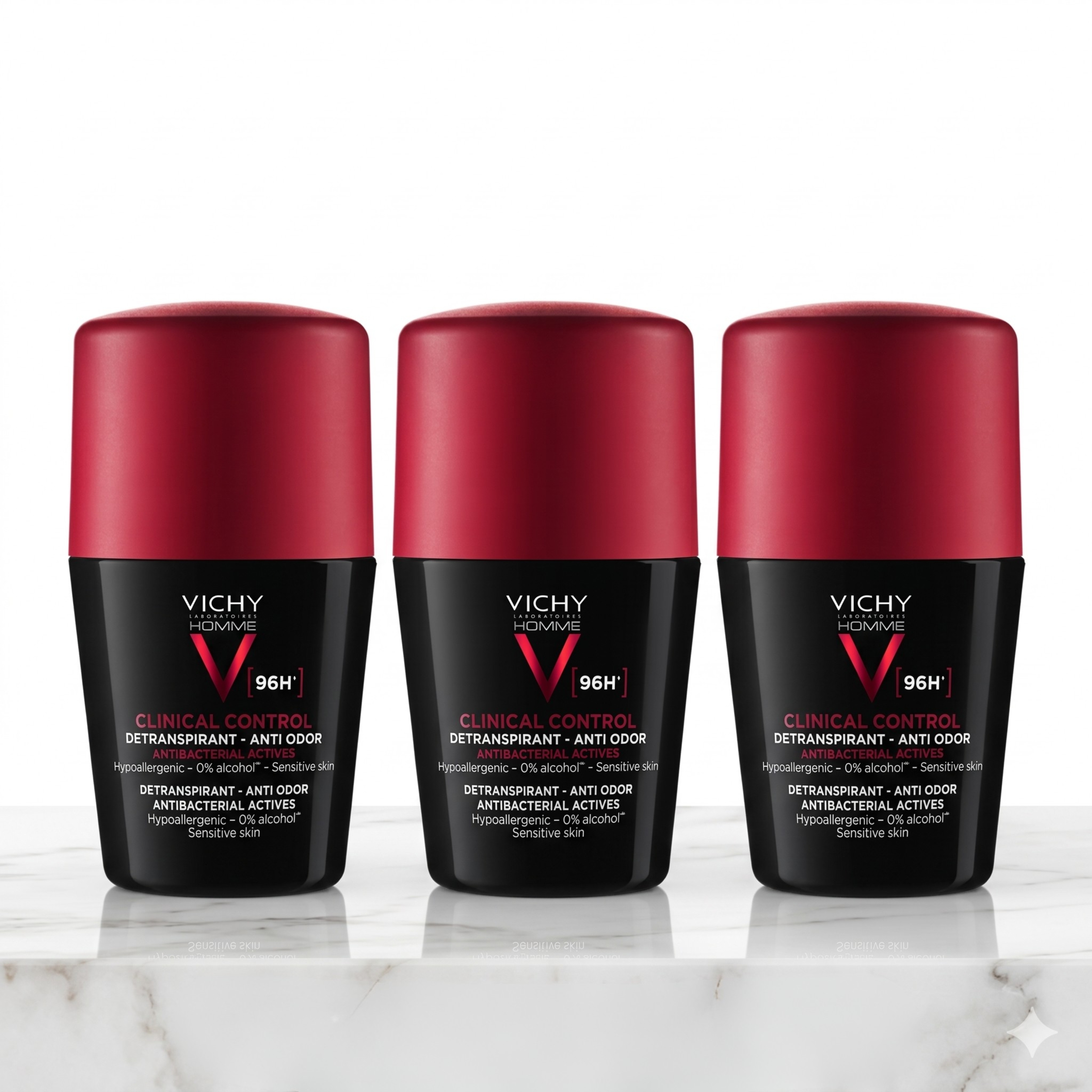 Vichy Homme 96H Clinical Control Deo Antiperspirant med parfyme 50 ml 3 pakning