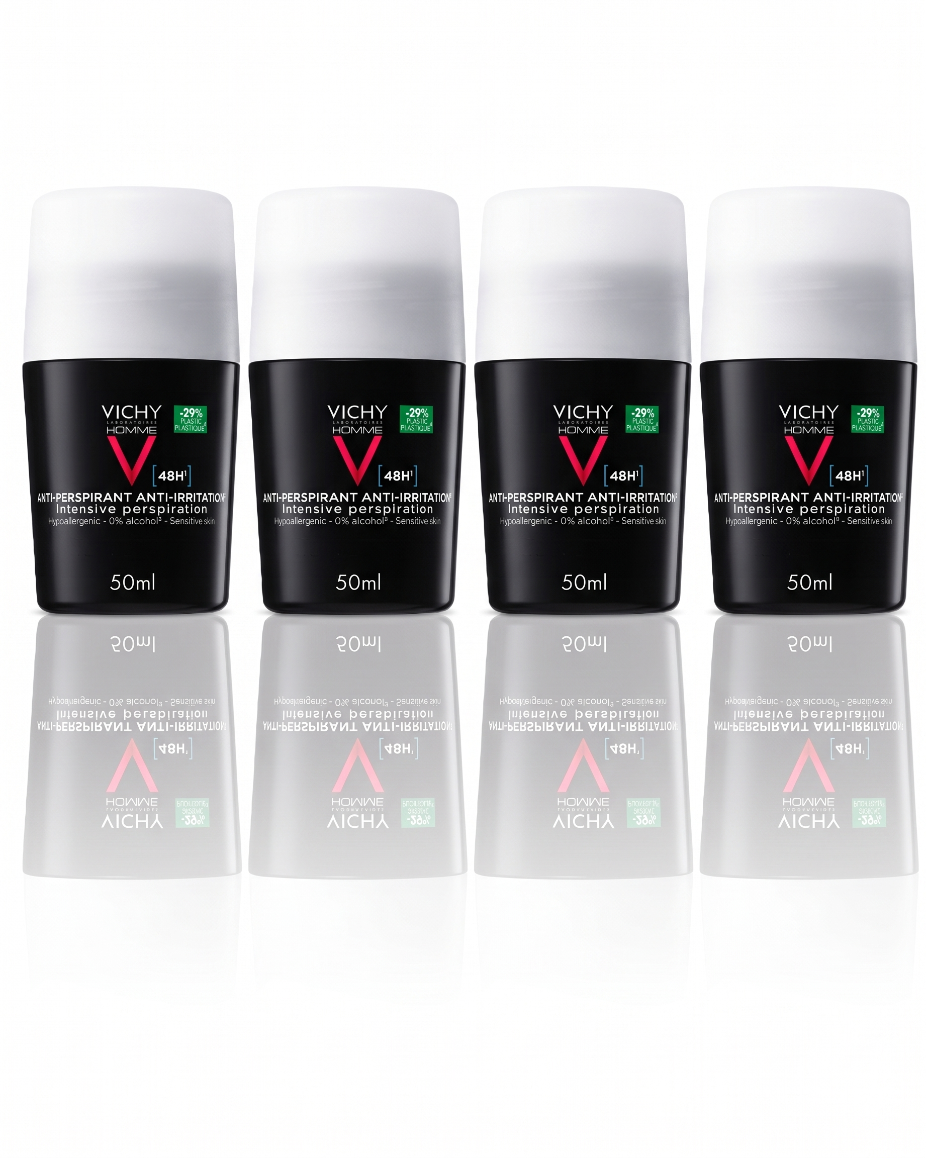 Vichy Homme 48h Deodorant Anti-Trace Parfymefri 50 ml 4 pakning