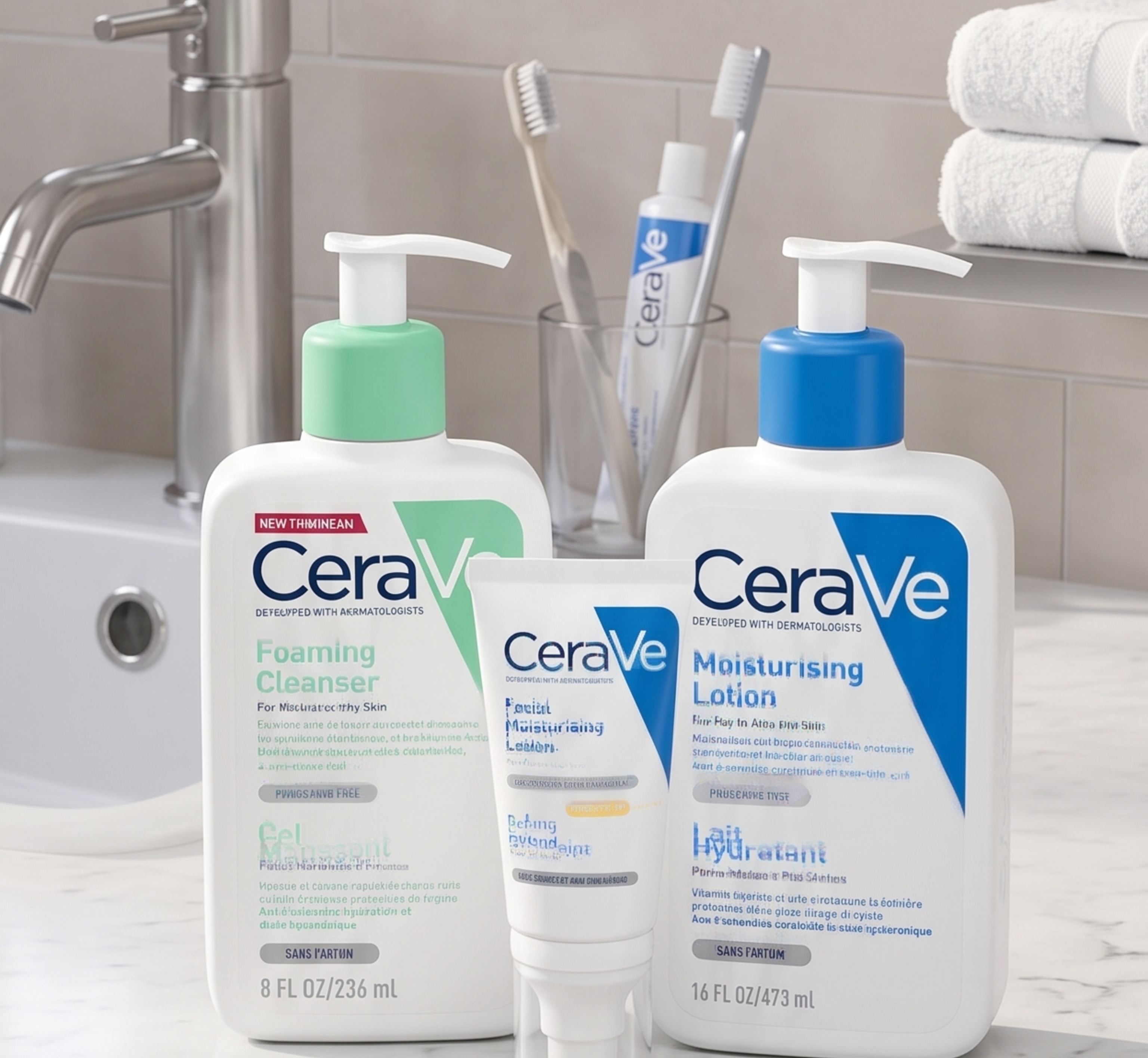 CeraVe Foaming Cleanser 236 ml + Fuktighetskrem 473 ml + Ansiktskrem 52 ml