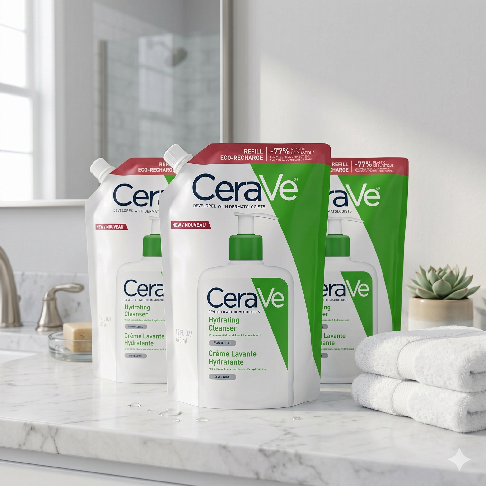 CeraVe Hydrating Cleanser Refill 473 ml 3 pakning
