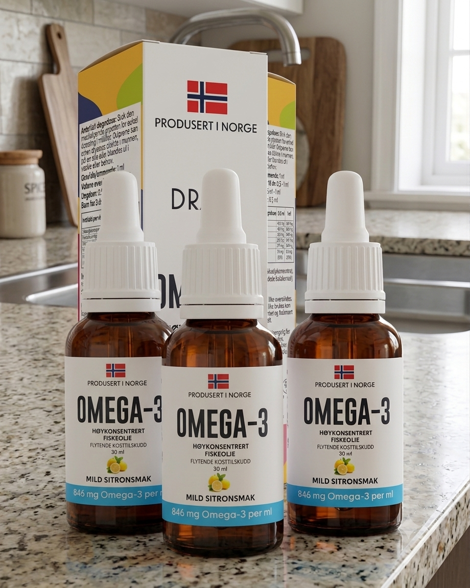 Dråpe omega-3 sitron 30 ml 3 pakker
