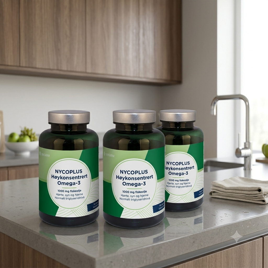 Nycoplus Høykonsentrert Omega-3 1000mg kapsler 120stk 3 pakker