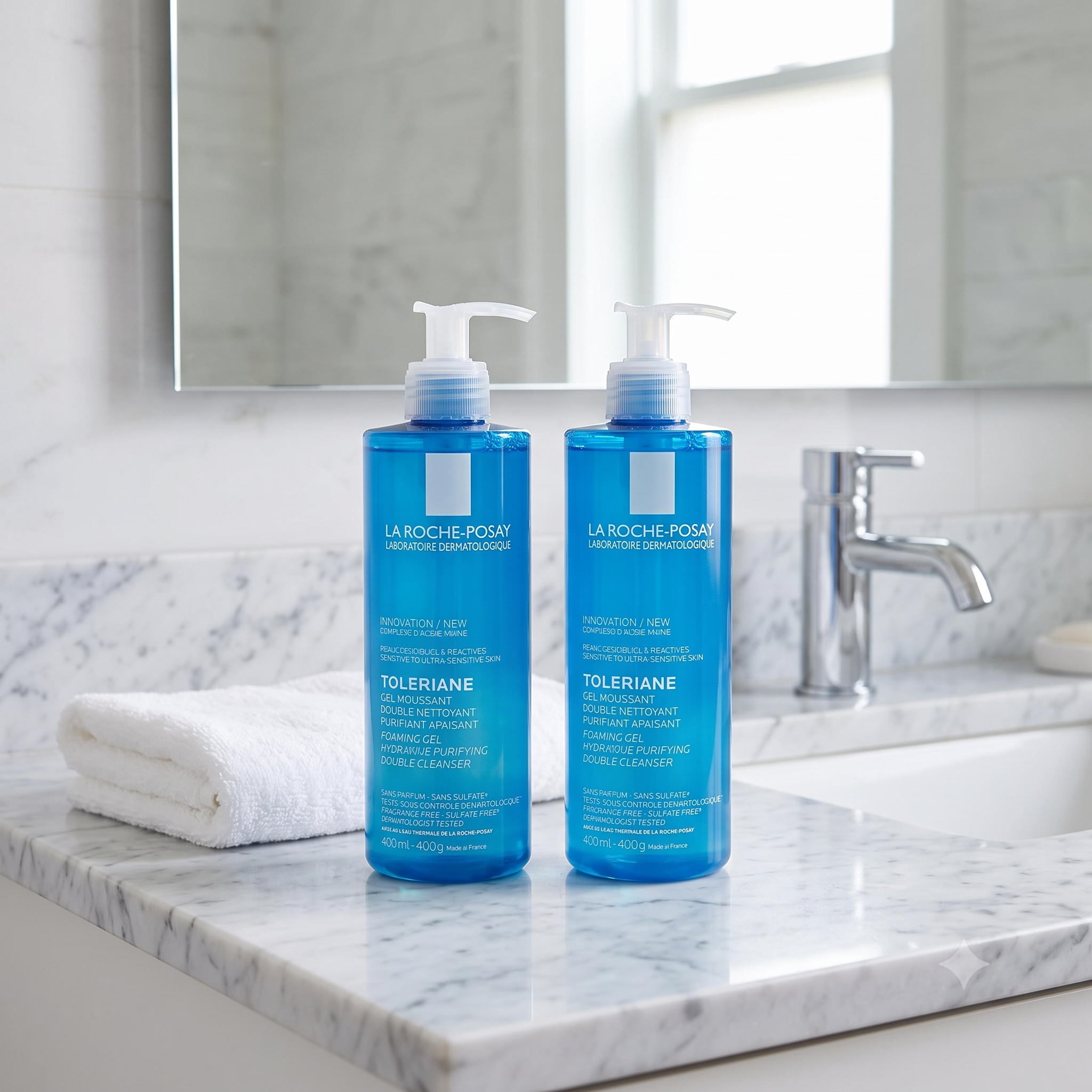 La Roche-Posay Toleriane 2-i-1 Skummende Ansiktsgelé 400ml 2 stykker