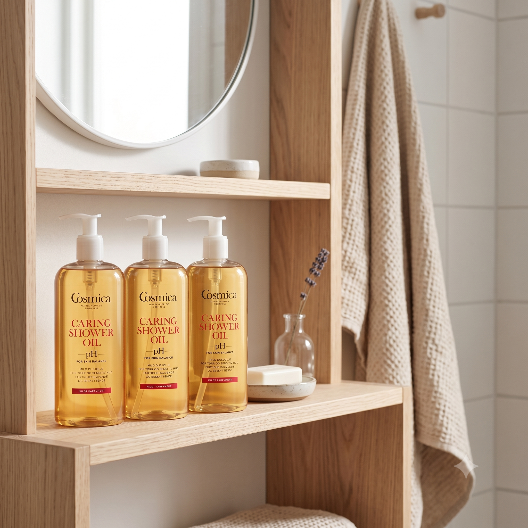 Cosmica Caring Shower Oil Mildt Parfymert 400ml 3 stykker