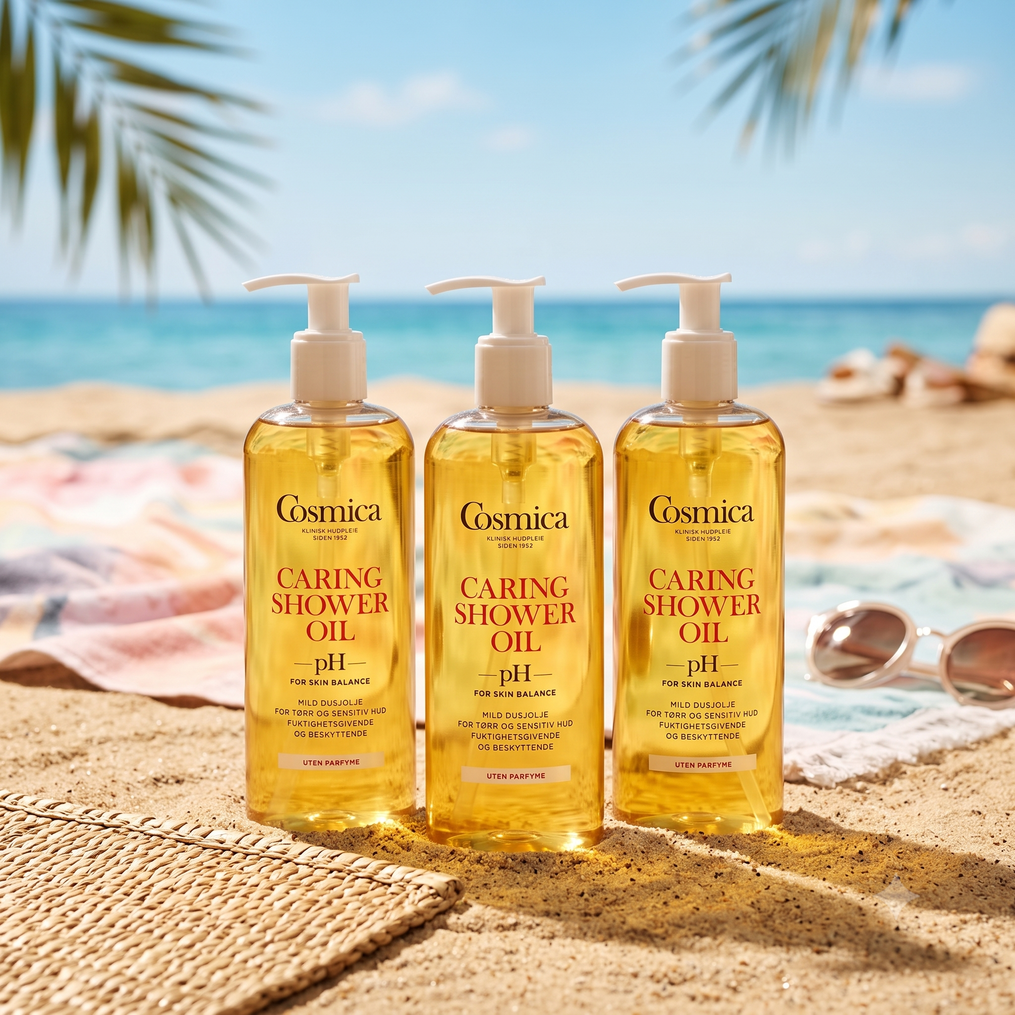 Cosmica Caring Shower Oil Uten Parfyme 400 ml 3 stykker