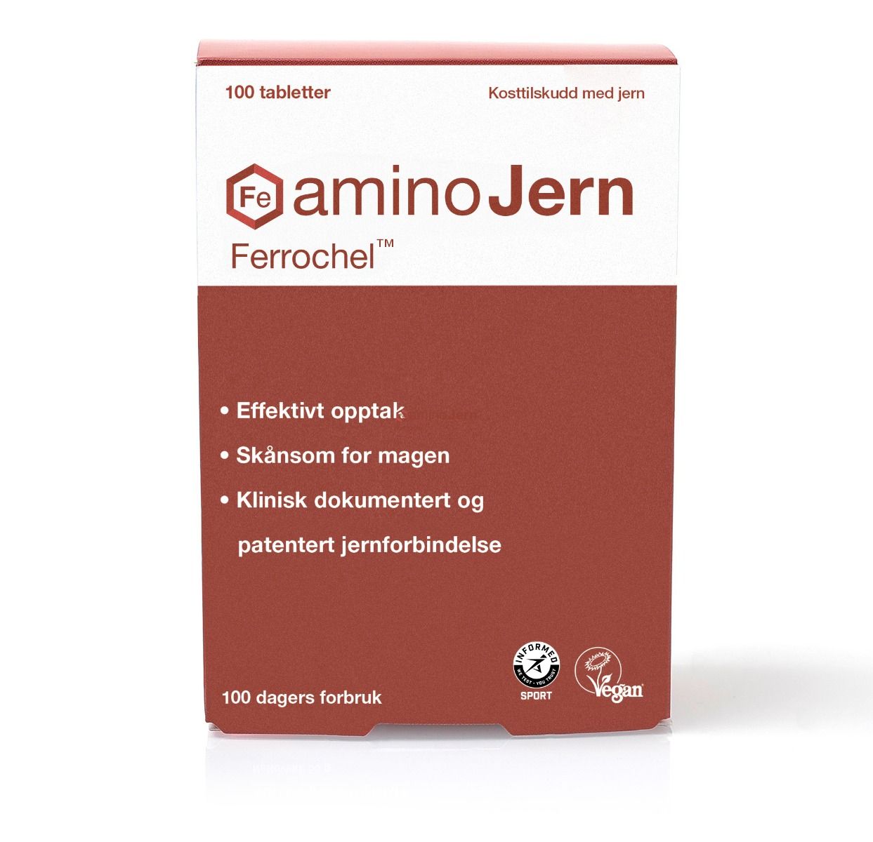Aminojern Ferrochel Jerntilskudd 21 mg tabletter 90stk