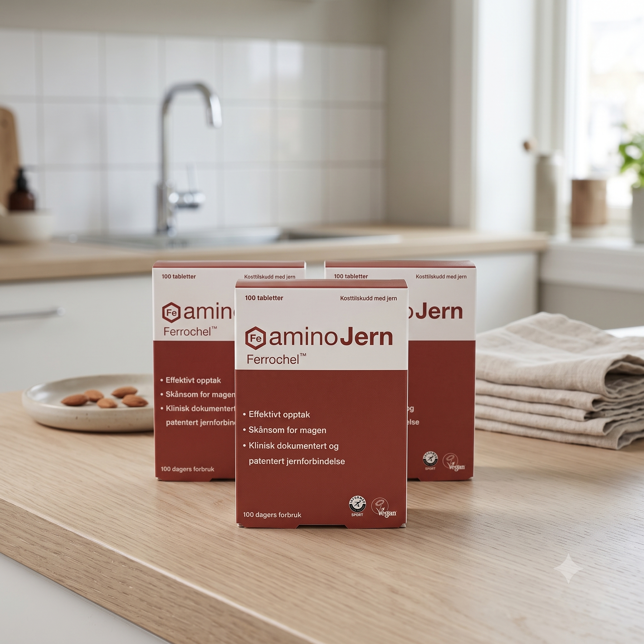Aminojern Ferrochel Jerntilskudd 21 mg tabletter 90stk 3 stykker