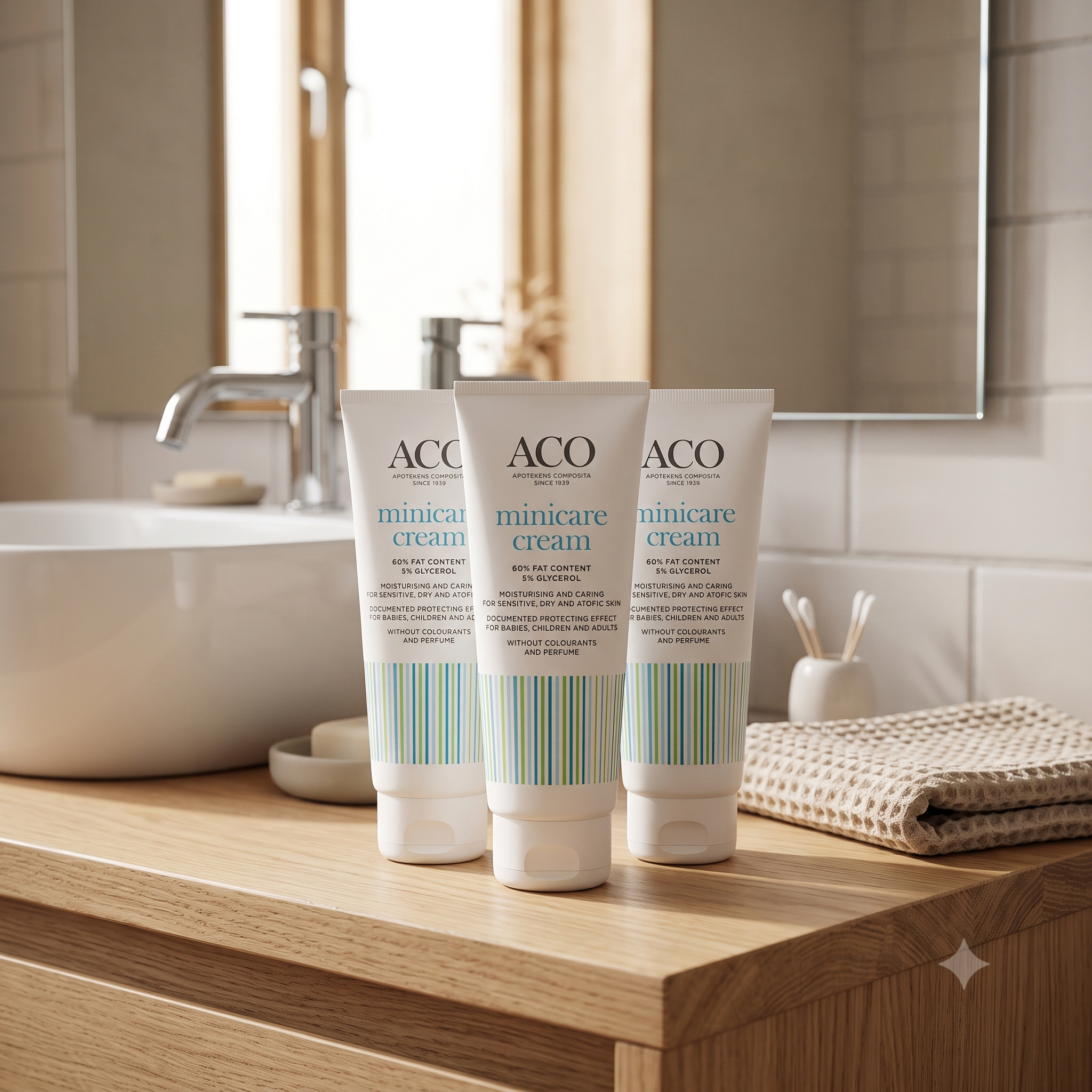 ACO Minicare Cream uten parfyme 100 g 3 stykker