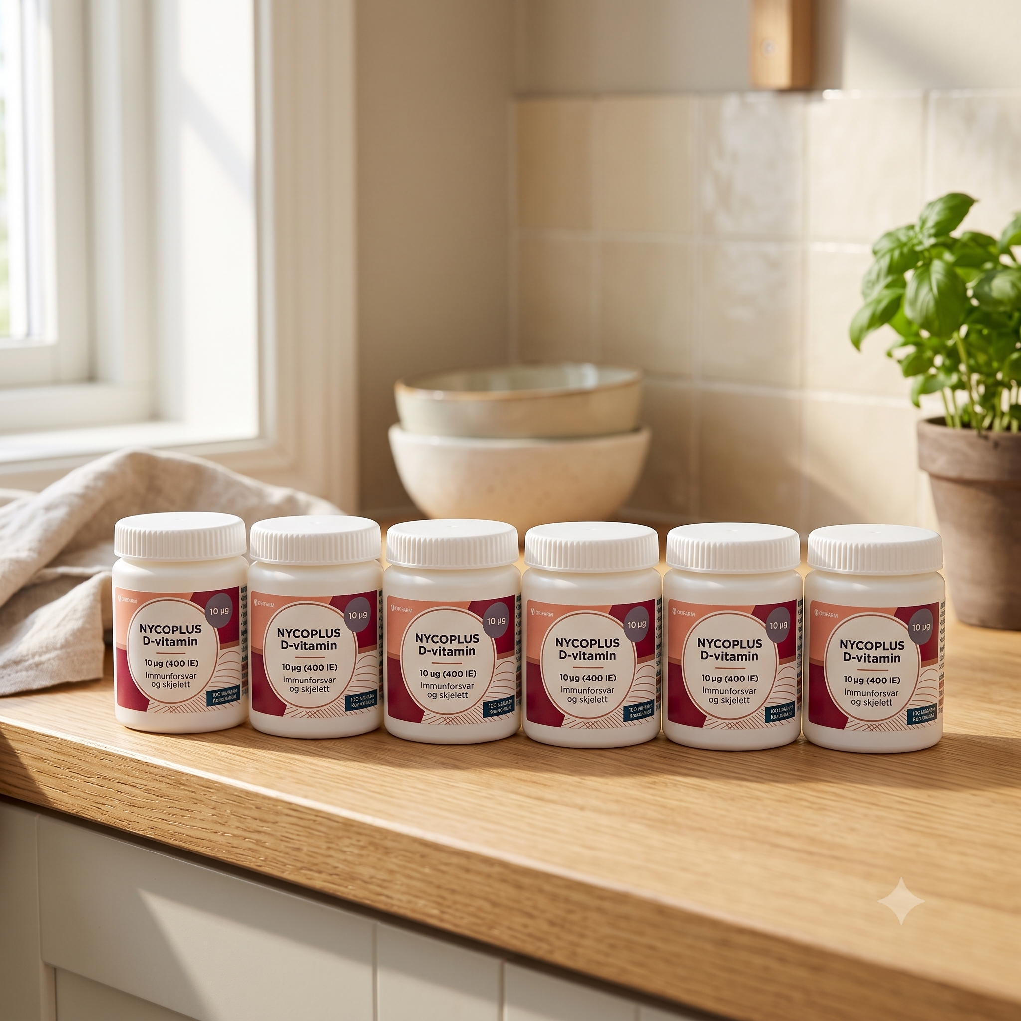 Nycoplus D3-vitamin 10µg tabletter 100 stk 6 styykkerNycoplus D3-vitamin 10µg tabletter 100 stk 6 styykker
