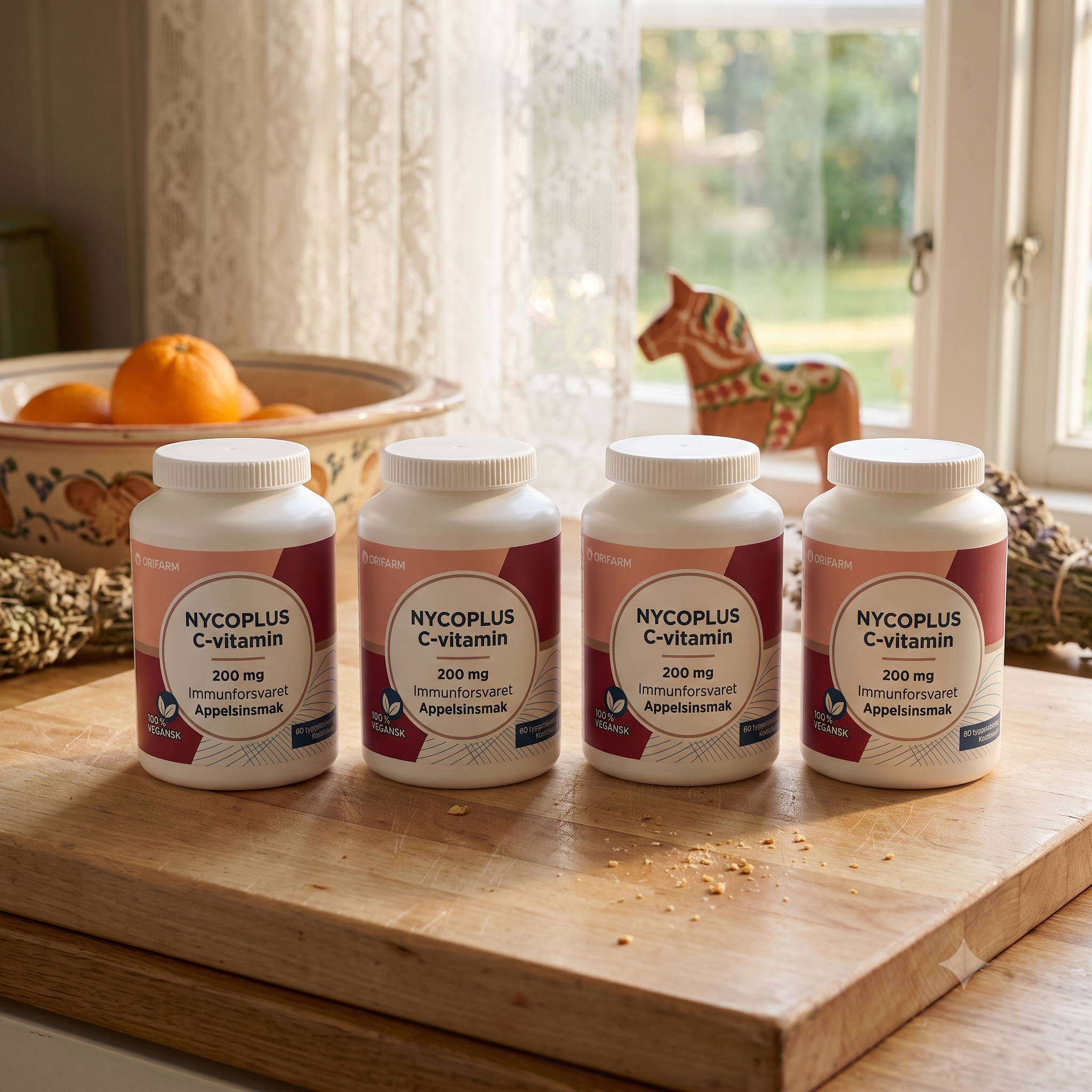 Nycoplus C-vitamin 200 mg 80 tyggetabletter 4 stykker