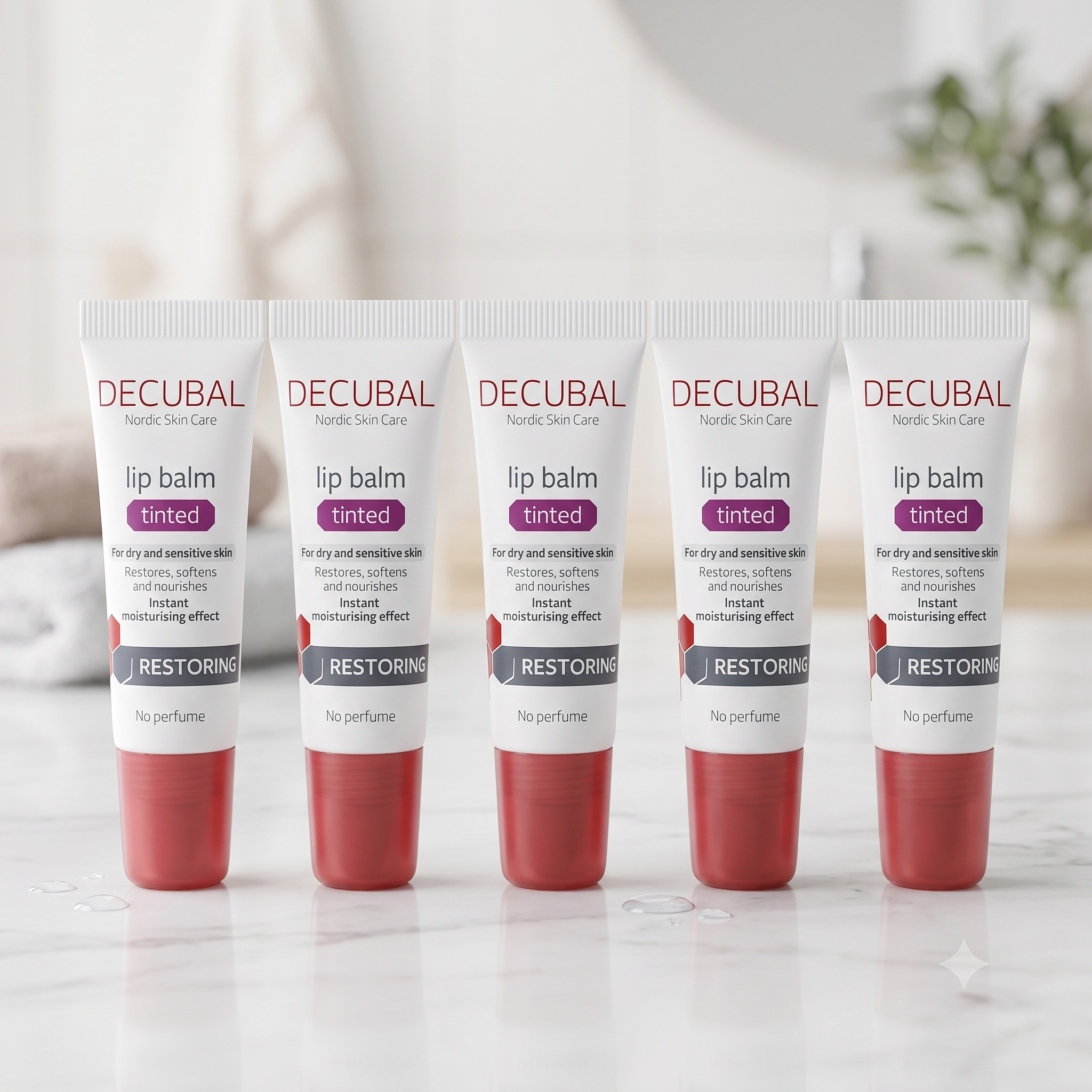 Decubal Restoring Lip Balm Tinted 10 ml 5 stykker