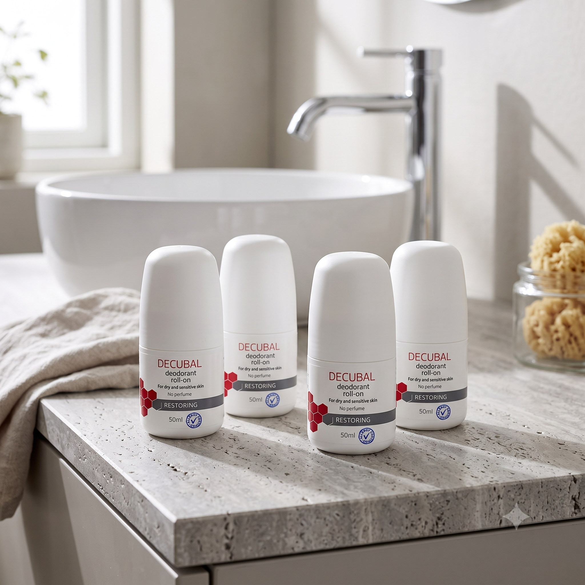 Decubal Restoring Deodorant Roll-On 50 ml 4 stykker