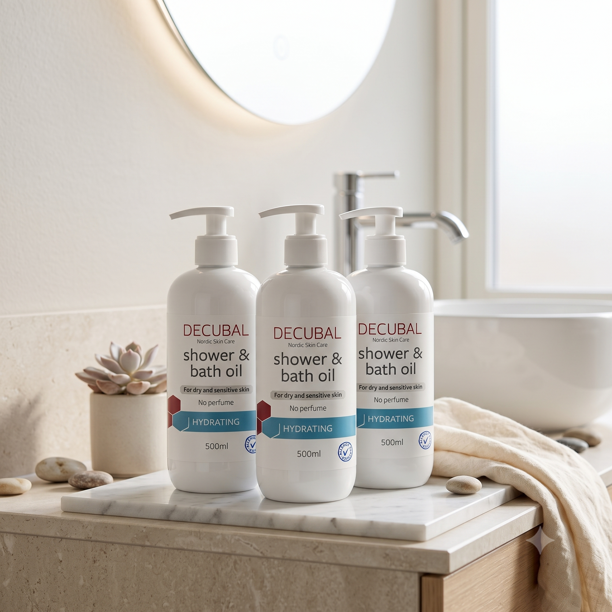 Decubal Hydrating Shower & Bath Oil 500 ml 3 stykker