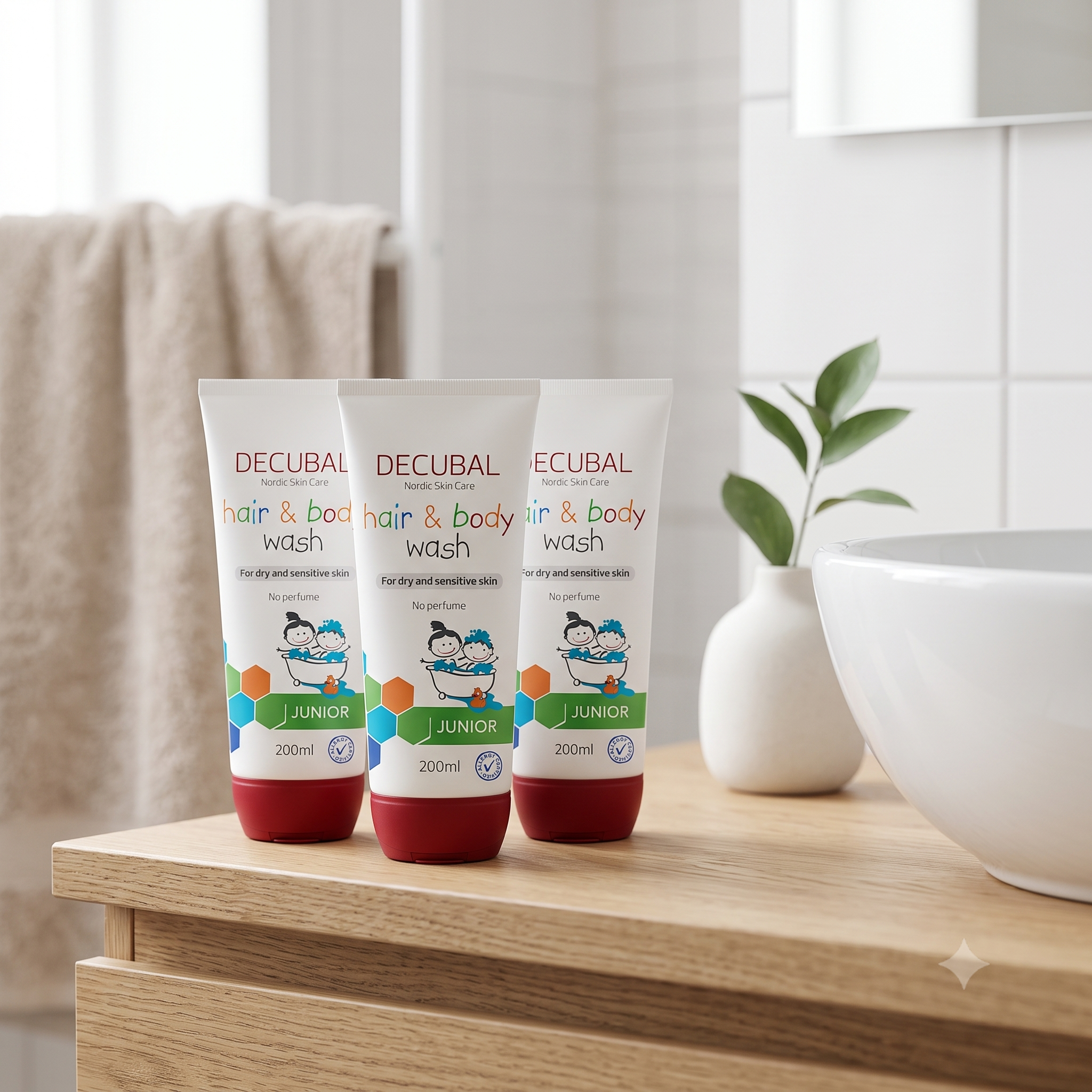 Decubal Junior Hair & Body Wash 200 ml 3 stykker