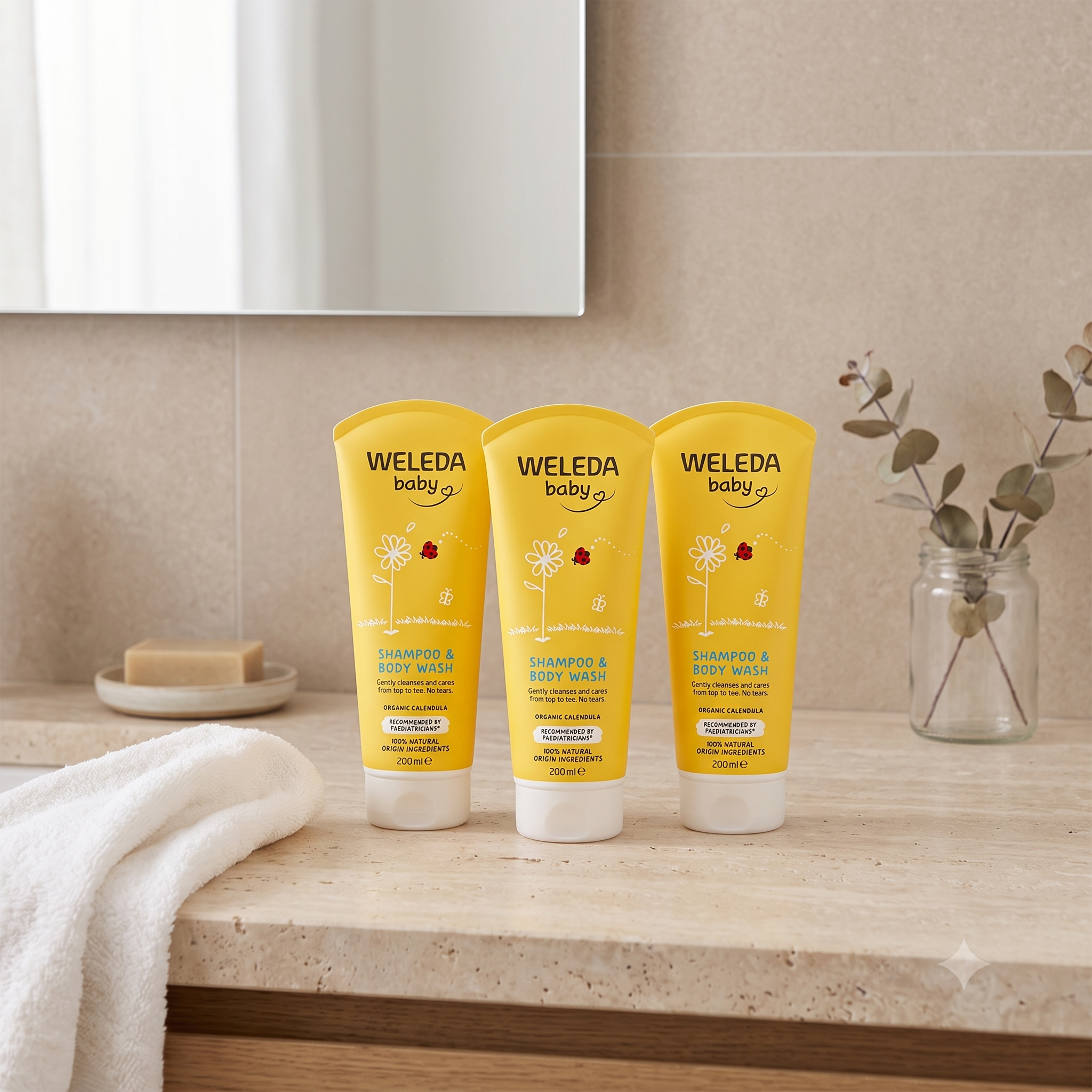 Weleda Calendula Shampoo & Body Wash 200 ml 3 stykker