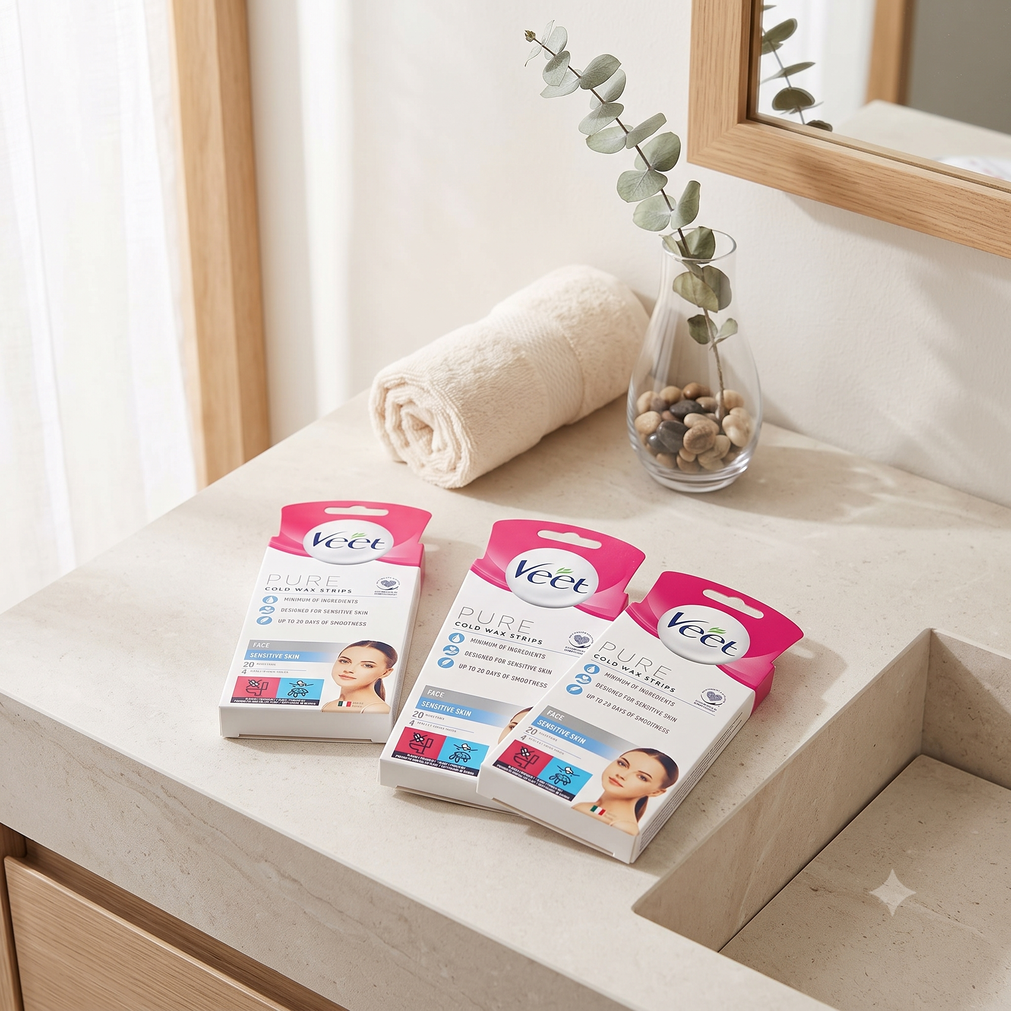 Veet Pure Cold Wax Strips Face 20 stk 3 stykker