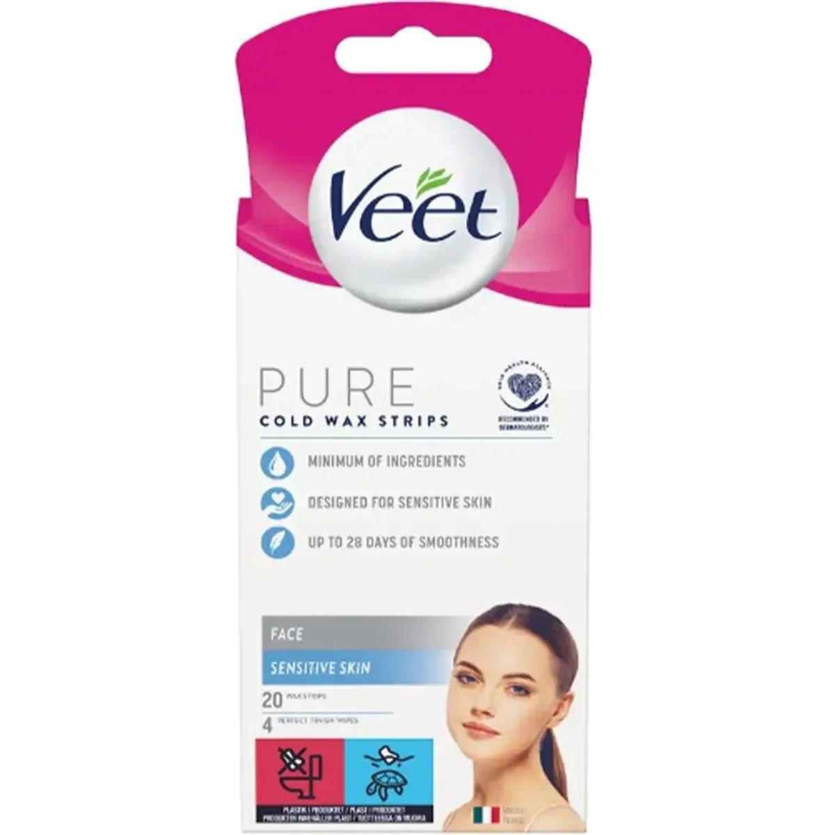 Veet Pure Cold Wax Strips Face 20 stk