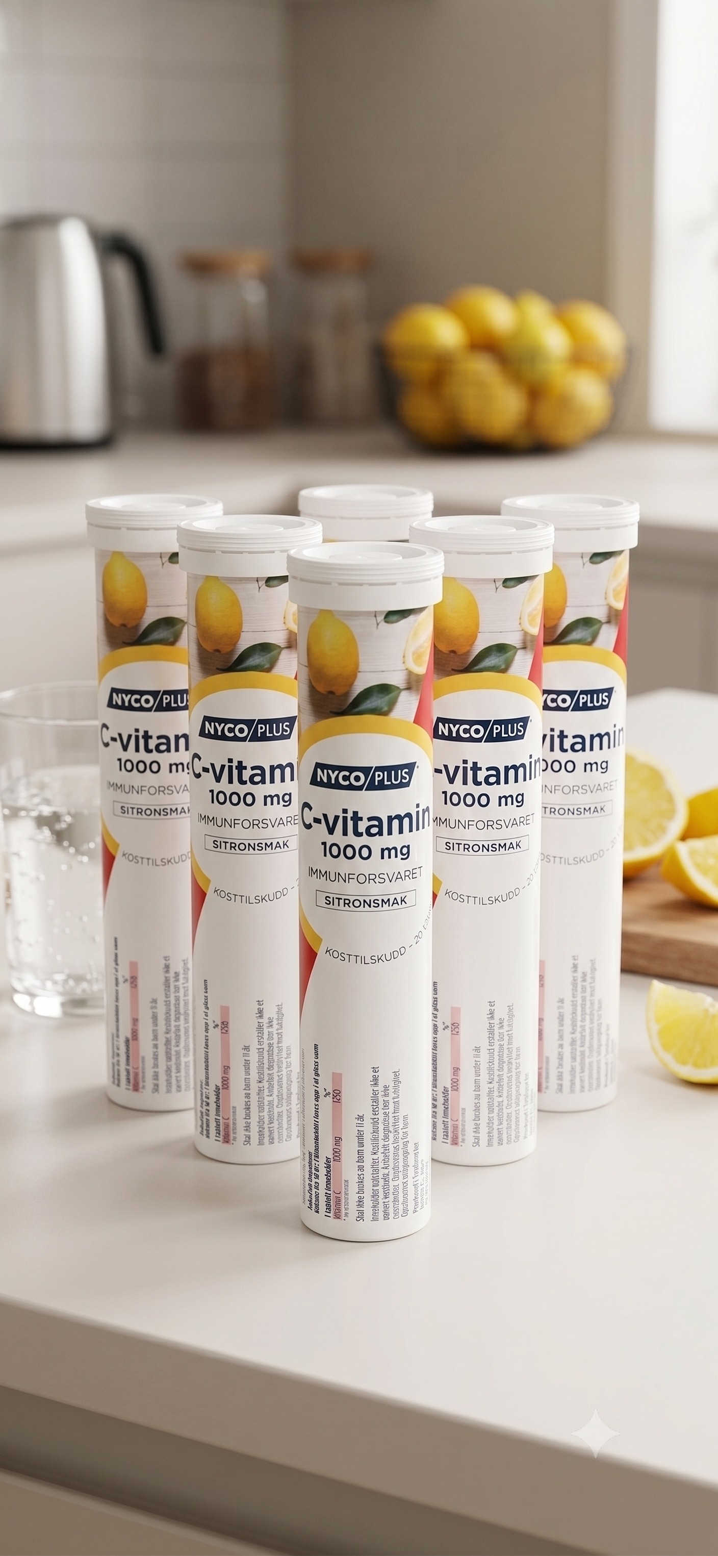Nycoplus C-vitamin brusetabletter Sitron 1000mg 7 stykker