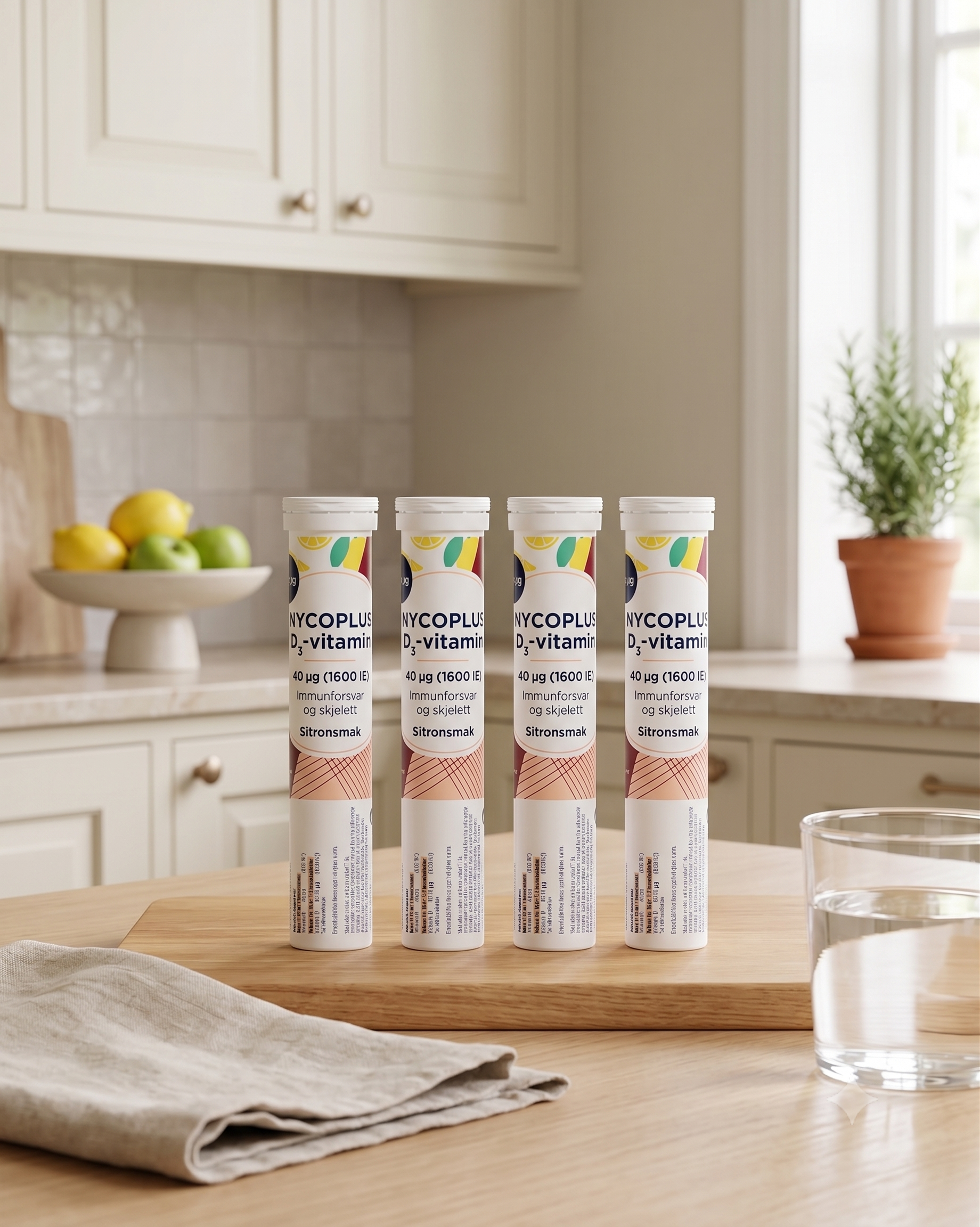 Nycoplus D3-vitamin 40 mg brusetabletter sitronsmak 20 stk 4 stykker