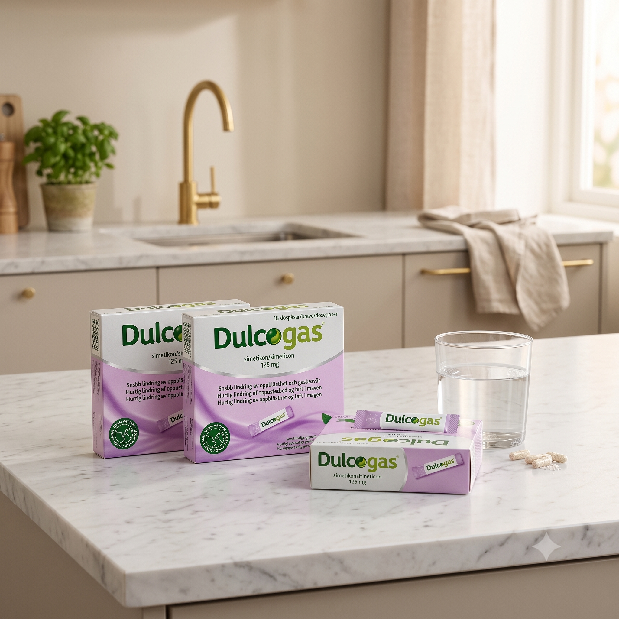 Dulcogas 125mg granulat doseposer 18stk 3 stykker