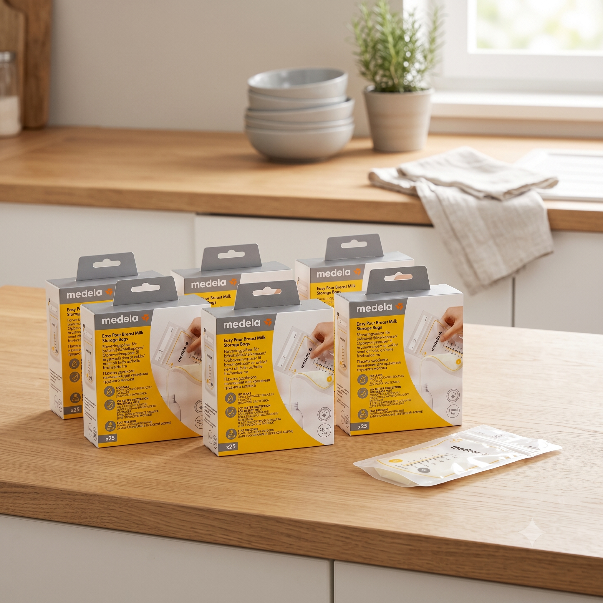Medela Easy Pour oppbevaringsposer for brystmelk 25 stk 6 stykker