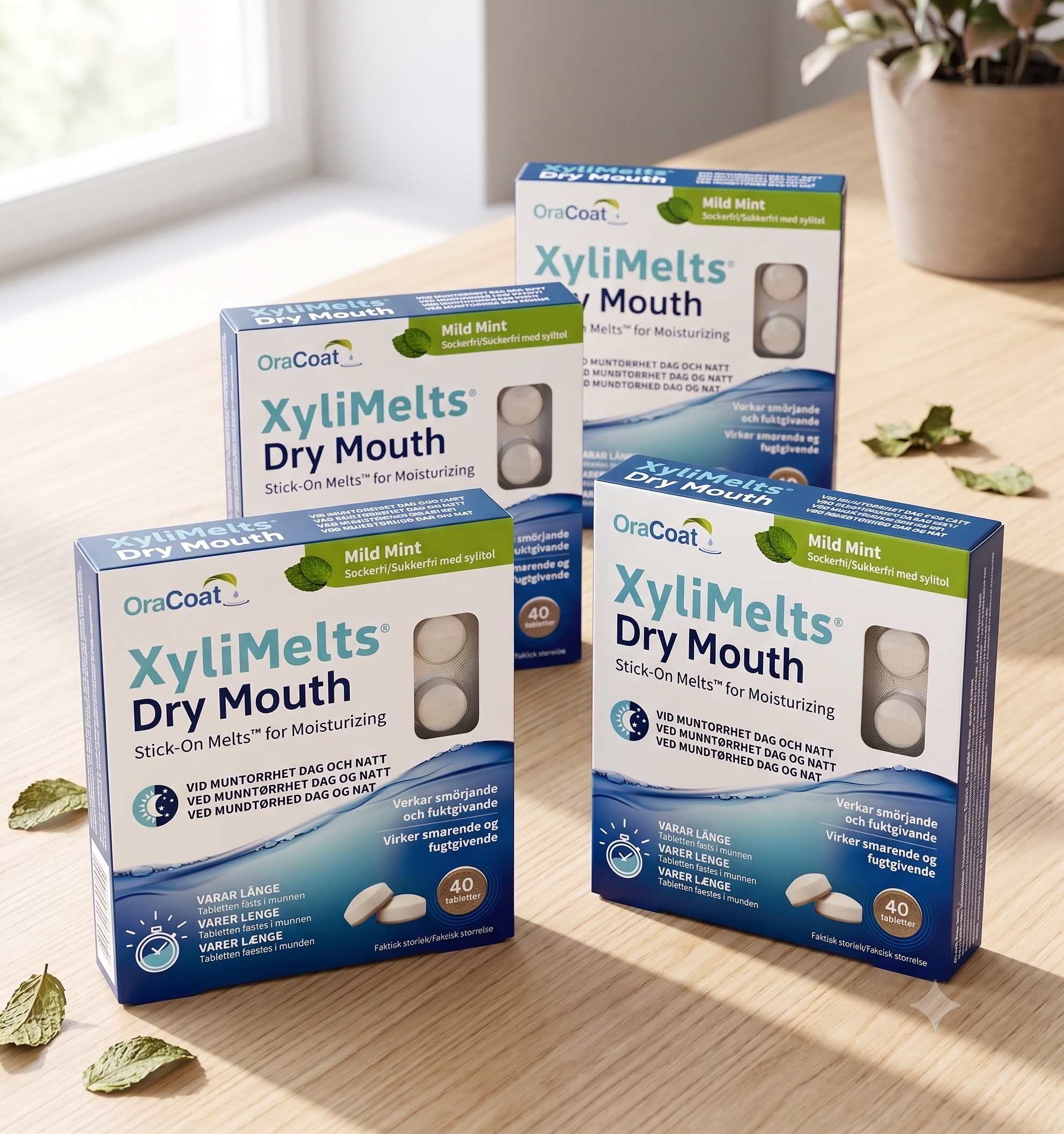XyliMelts klebetabletter mild mint 40 stk 4 stykker
