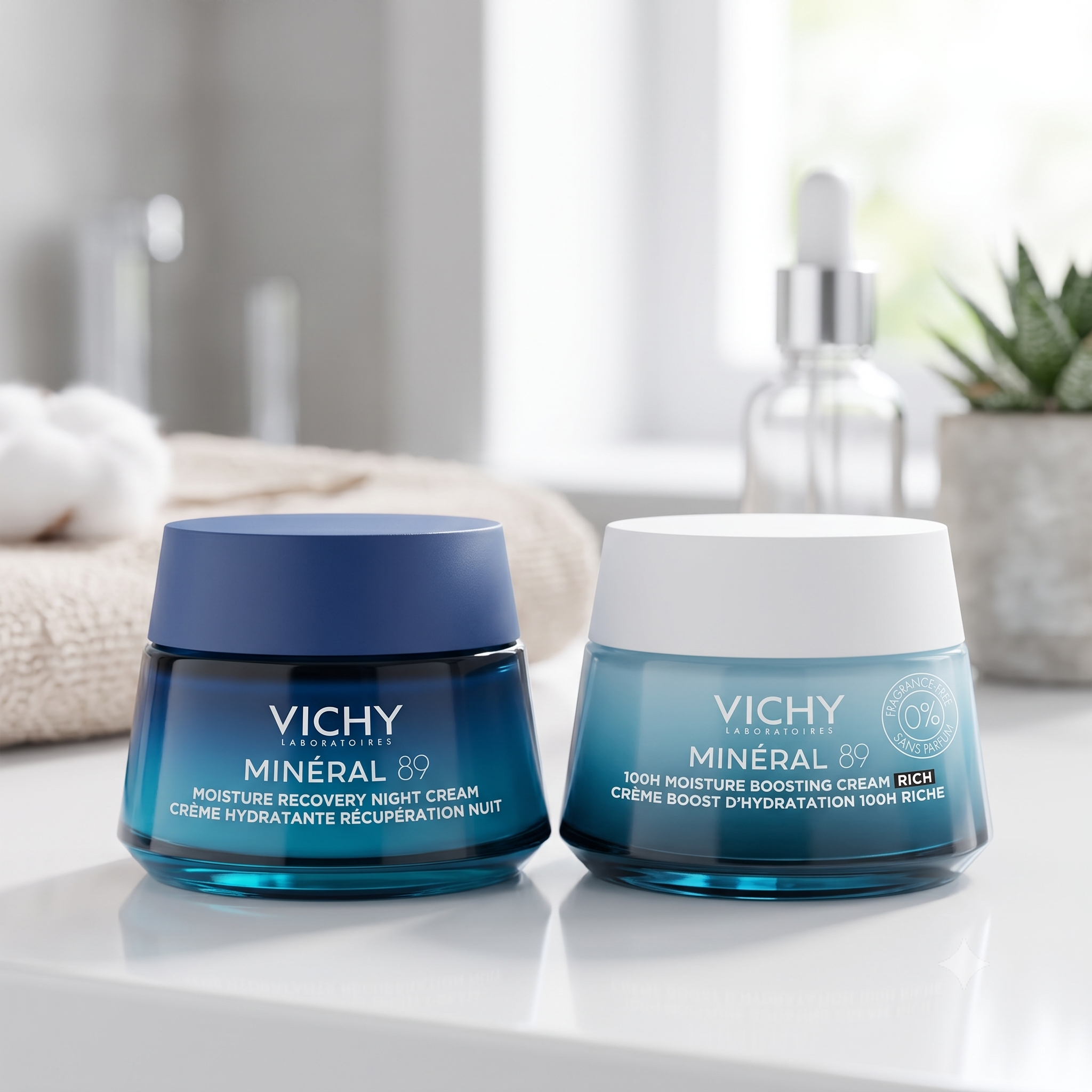 Vichy Minéral 89 100H Moisture Boosting Cream Parfymefri 50 ml og nattkrem