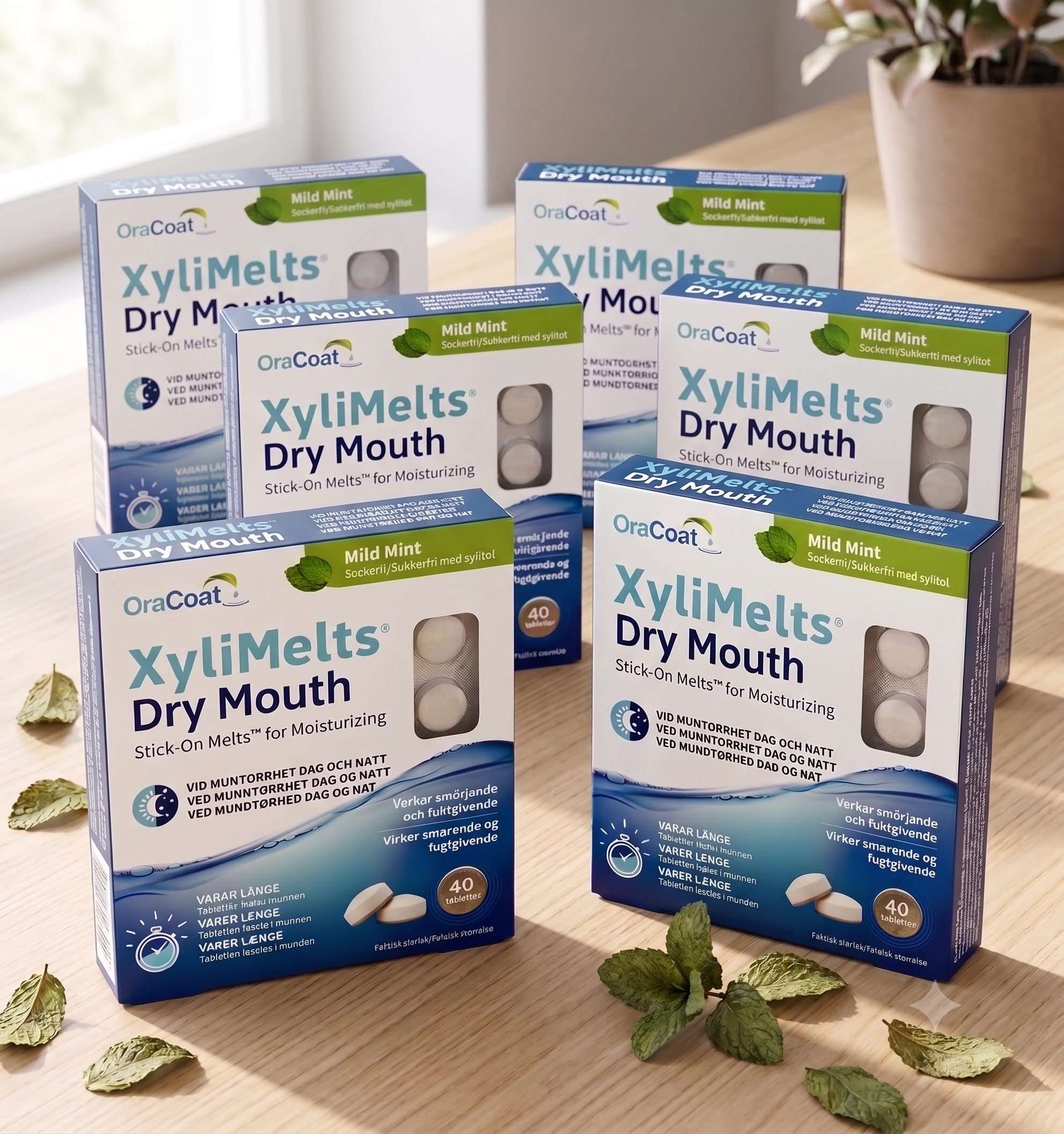 XyliMelts klebetabletter mild mint 40 stk 6 stykker
