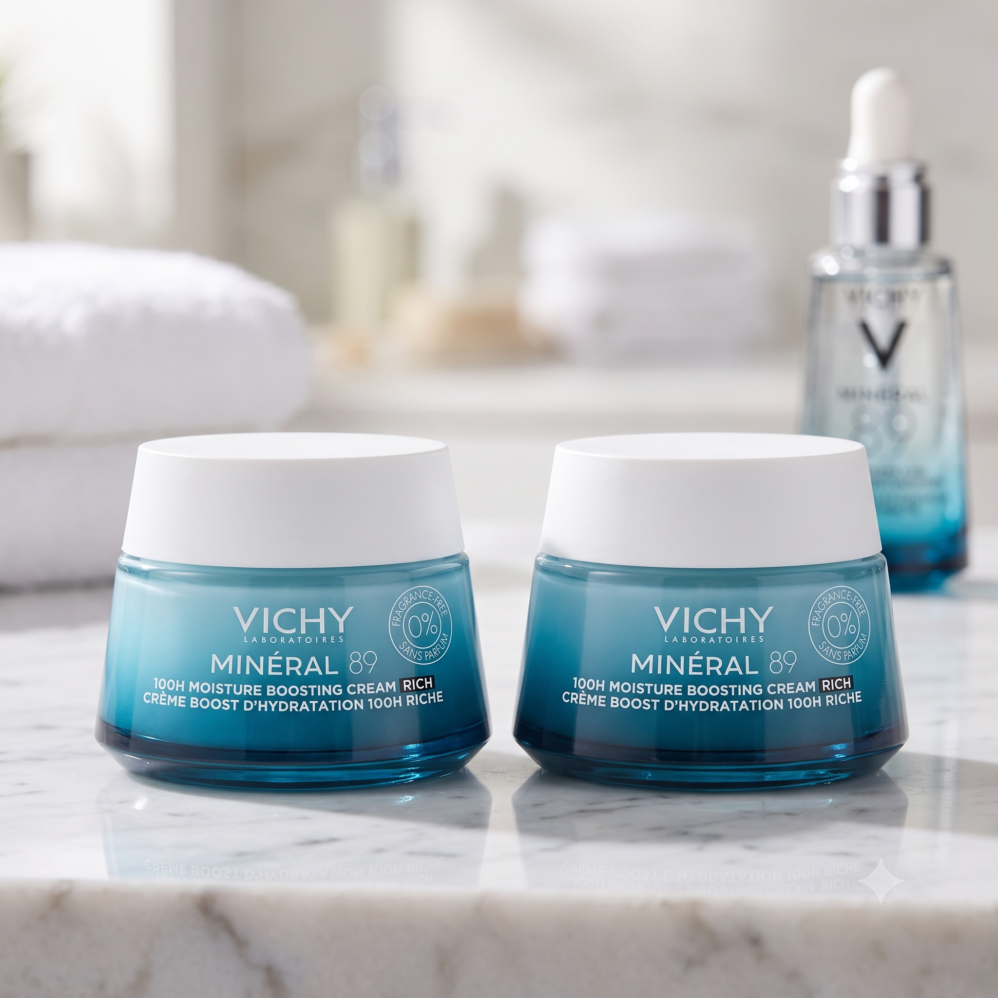 Vichy Minéral 89 100H Moisture Boosting Cream Parfymefri 50 ml 2 stykker